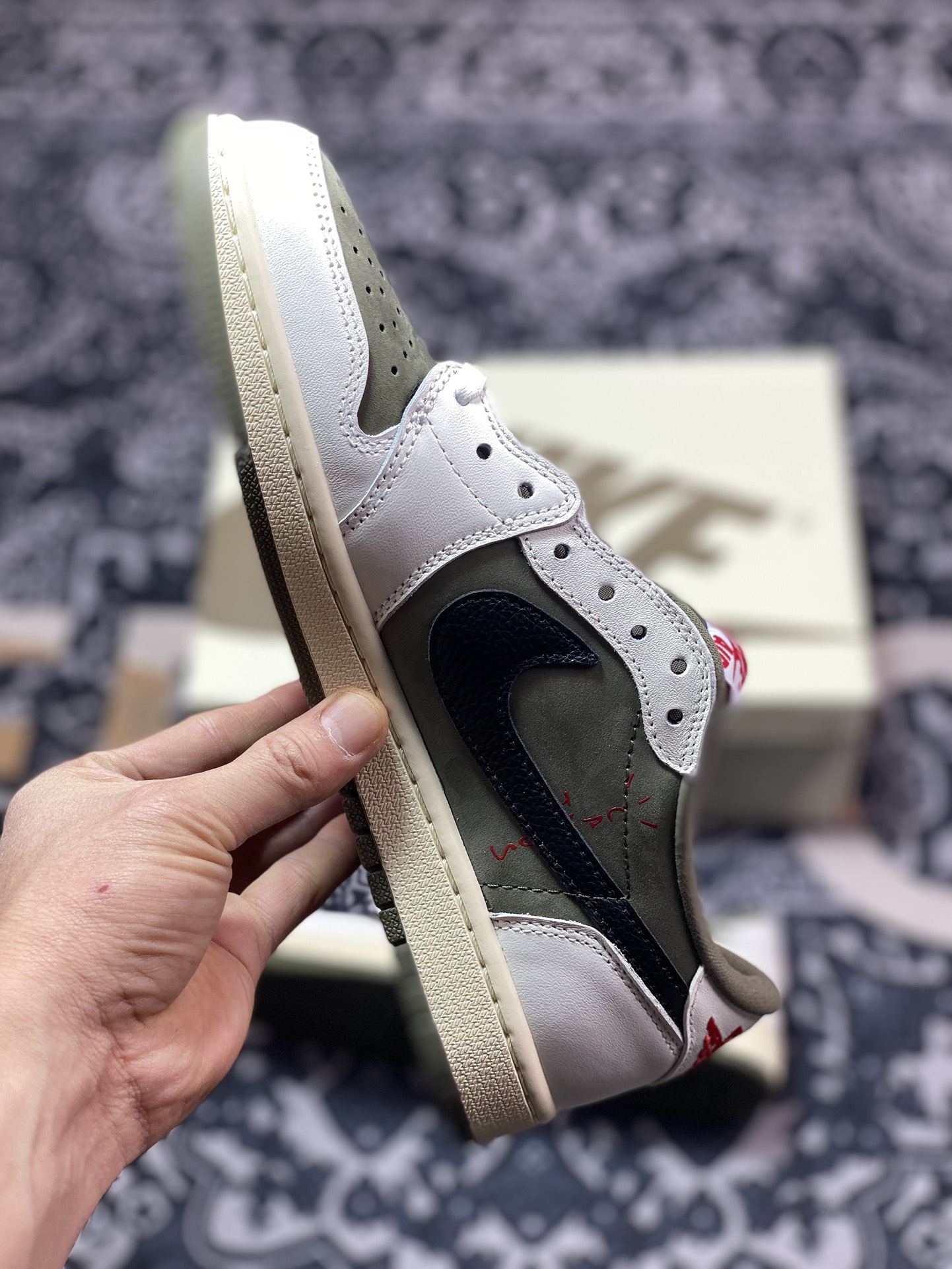 260 fragment design x Travis Scott x Nike Air Jordan 1 Low OG SP”Black/Green Toe“AJ1乔丹 DM7866-200