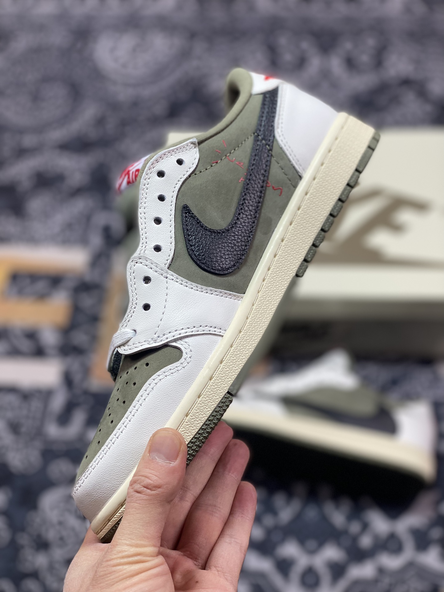 260 fragment design x Travis Scott x Nike Air Jordan 1 Low OG SP”Black/Green Toe“AJ1乔丹 DM7866-200