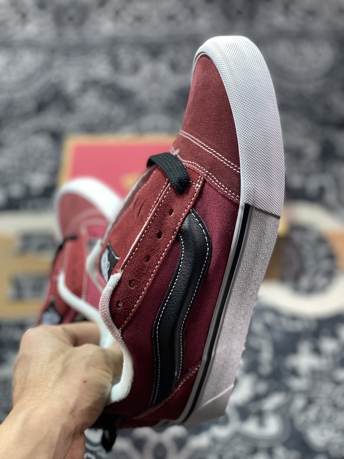 150   Vans Classics Knu Skool  范斯官方 酒红色厚鞋舌面包鞋