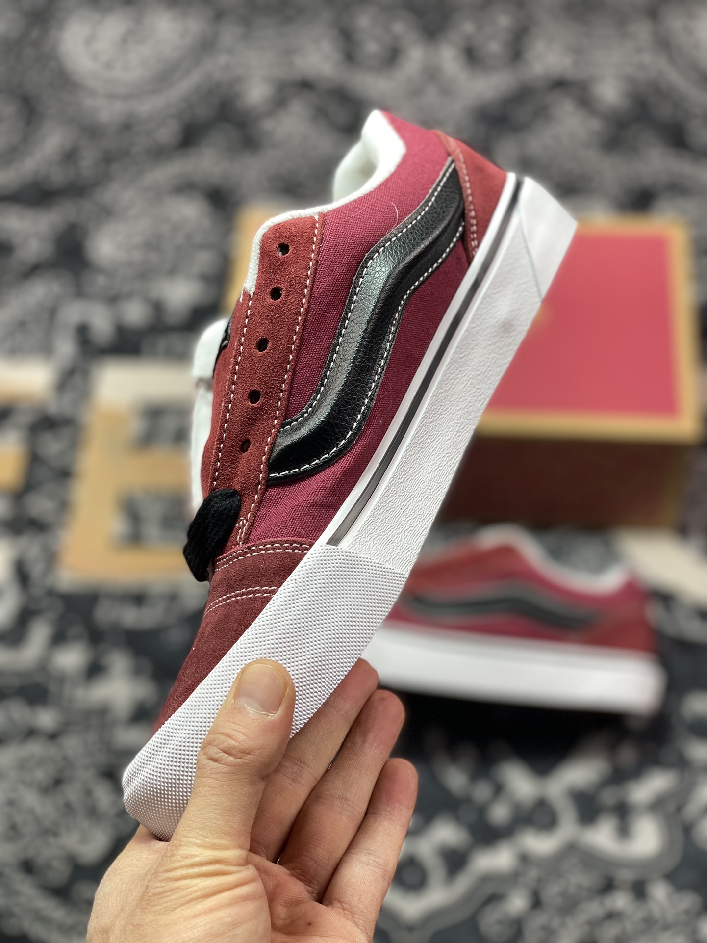 150   Vans Classics Knu Skool  范斯官方 酒红色厚鞋舌面包鞋