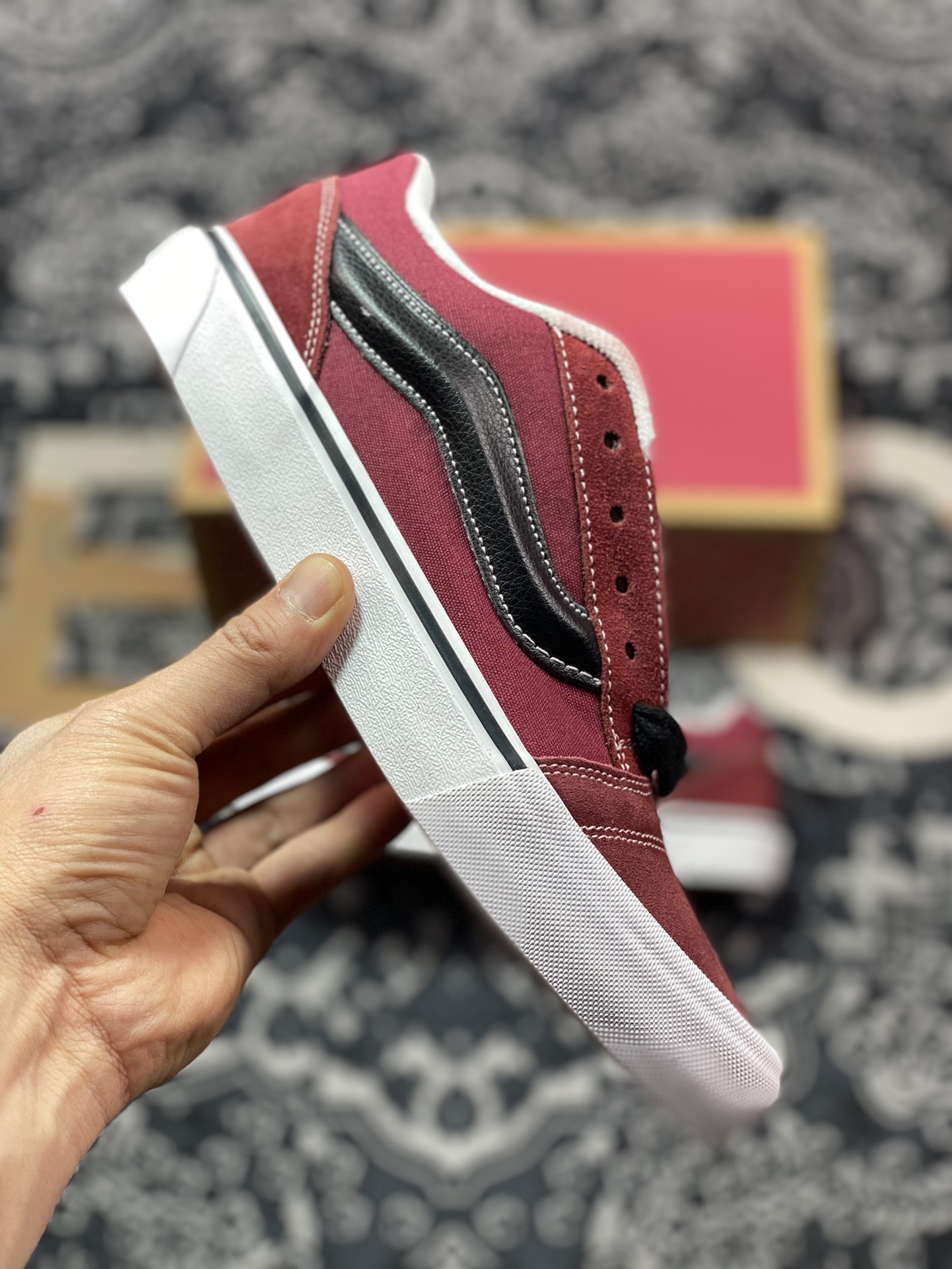 150   Vans Classics Knu Skool  范斯官方 酒红色厚鞋舌面包鞋