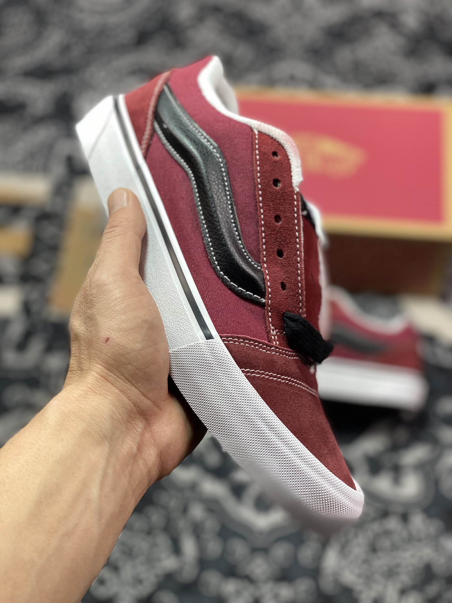 150   Vans Classics Knu Skool  范斯官方 酒红色厚鞋舌面包鞋