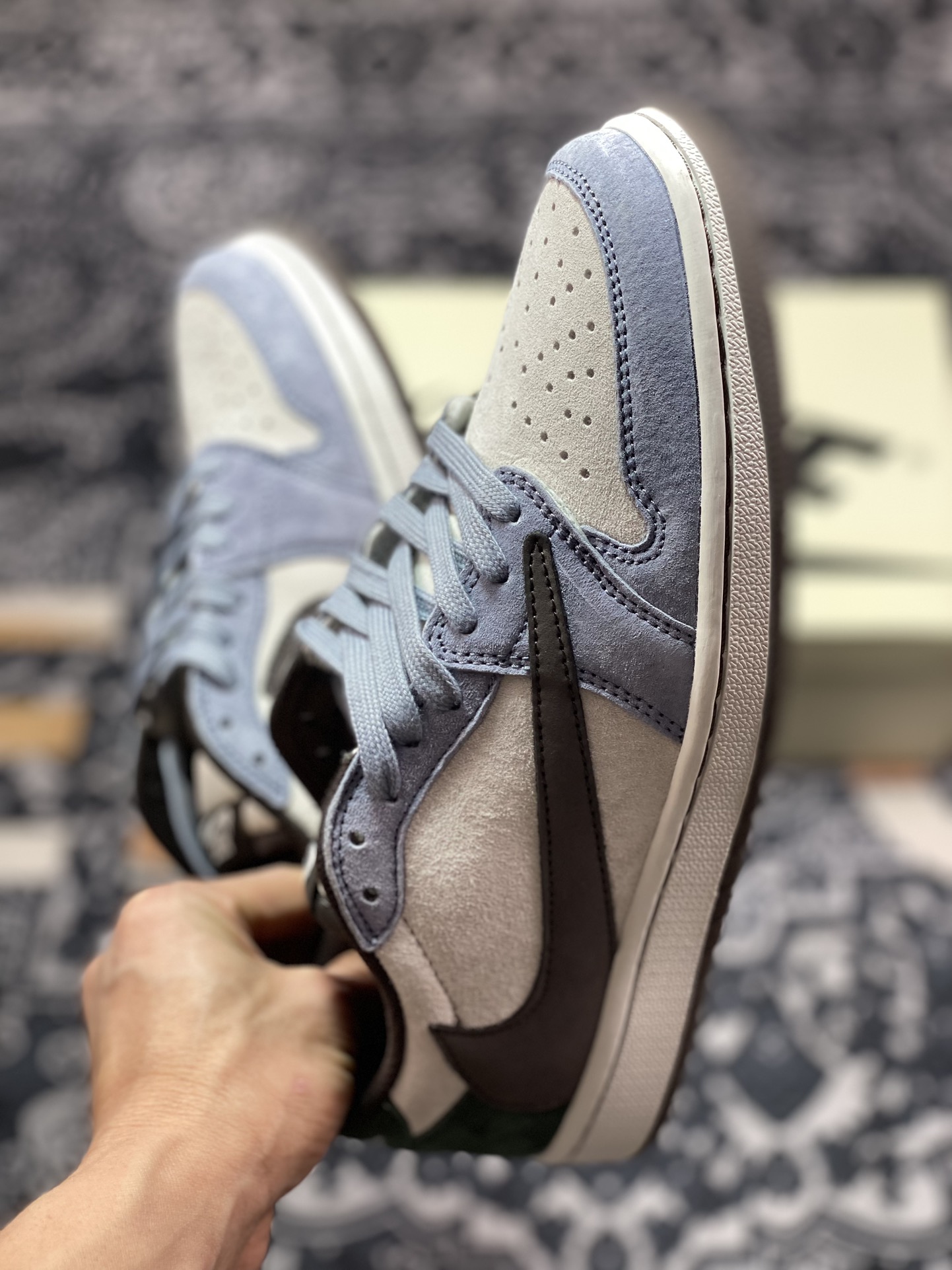 300 Travis Scott x Nike Air Jordan 1 Low OG SP"Cactus Jack"AJ1乔丹一代篮球鞋“TS联名浅灰紫绿暗灰反钩”DM7866-820