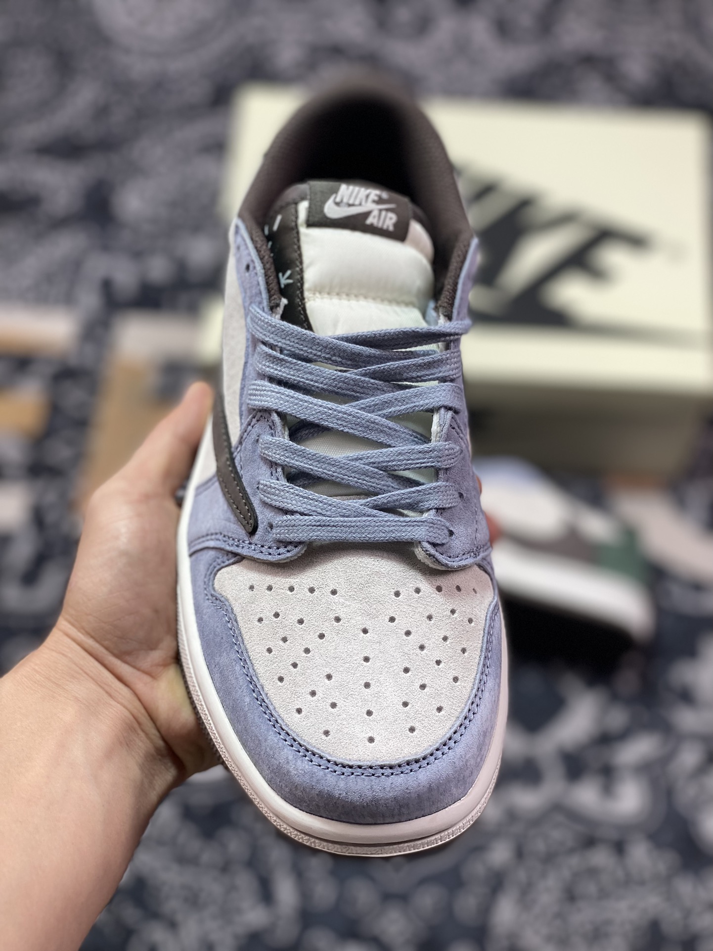 300 Travis Scott x Nike Air Jordan 1 Low OG SP"Cactus Jack"AJ1乔丹一代篮球鞋“TS联名浅灰紫绿暗灰反钩”DM7866-820