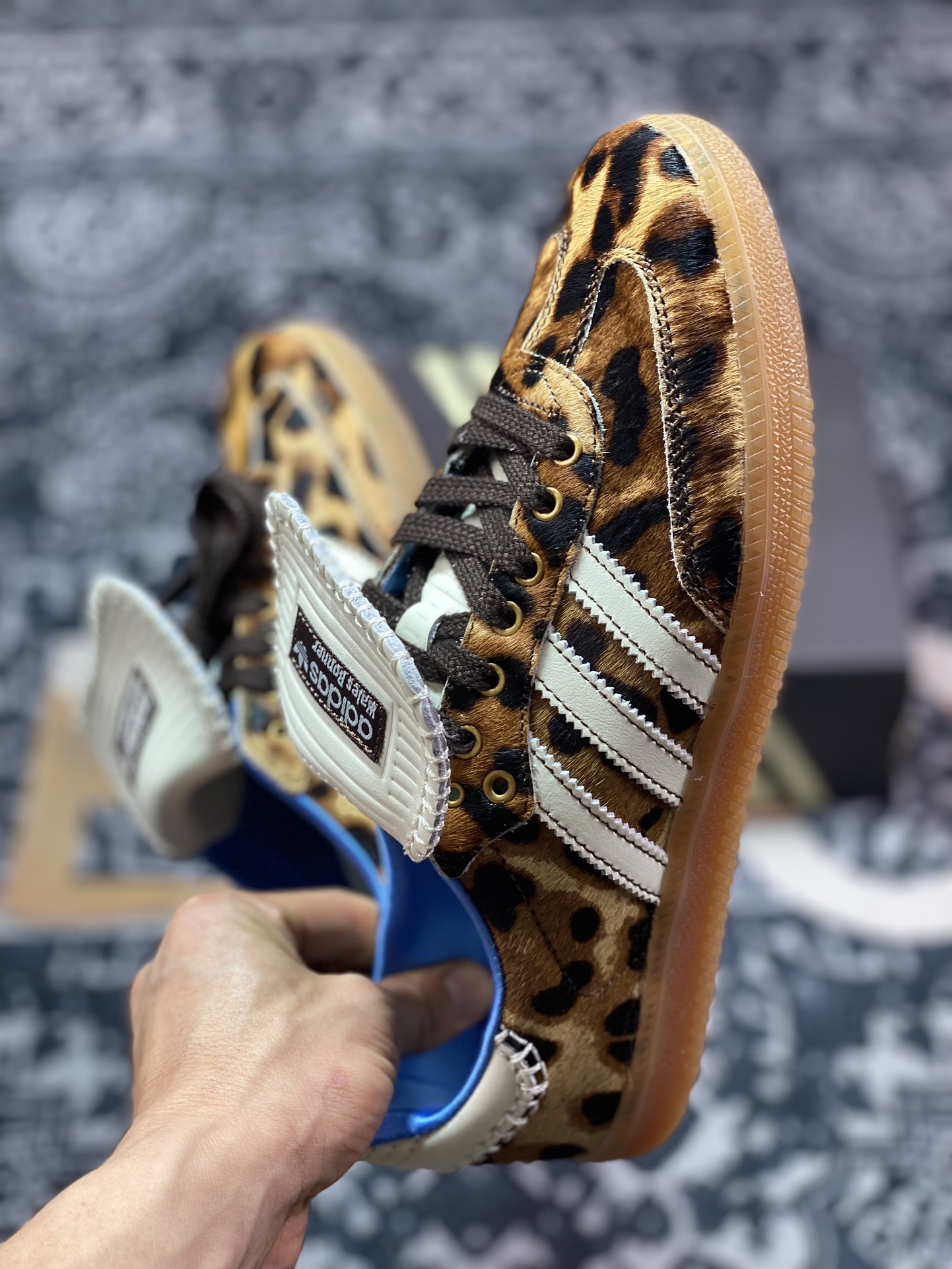 360  WALES BONNER xAdidas Original Samba Pony Tonal 棕白 豹纹 低帮休闲板鞋   IE0578