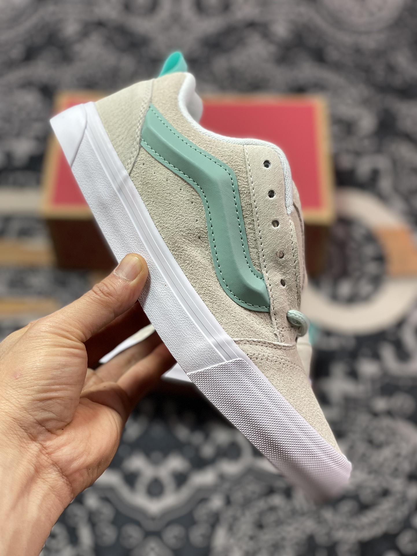 150   Vans Classics Knu Skool 米白薄荷绿 厚鞋舌面包鞋