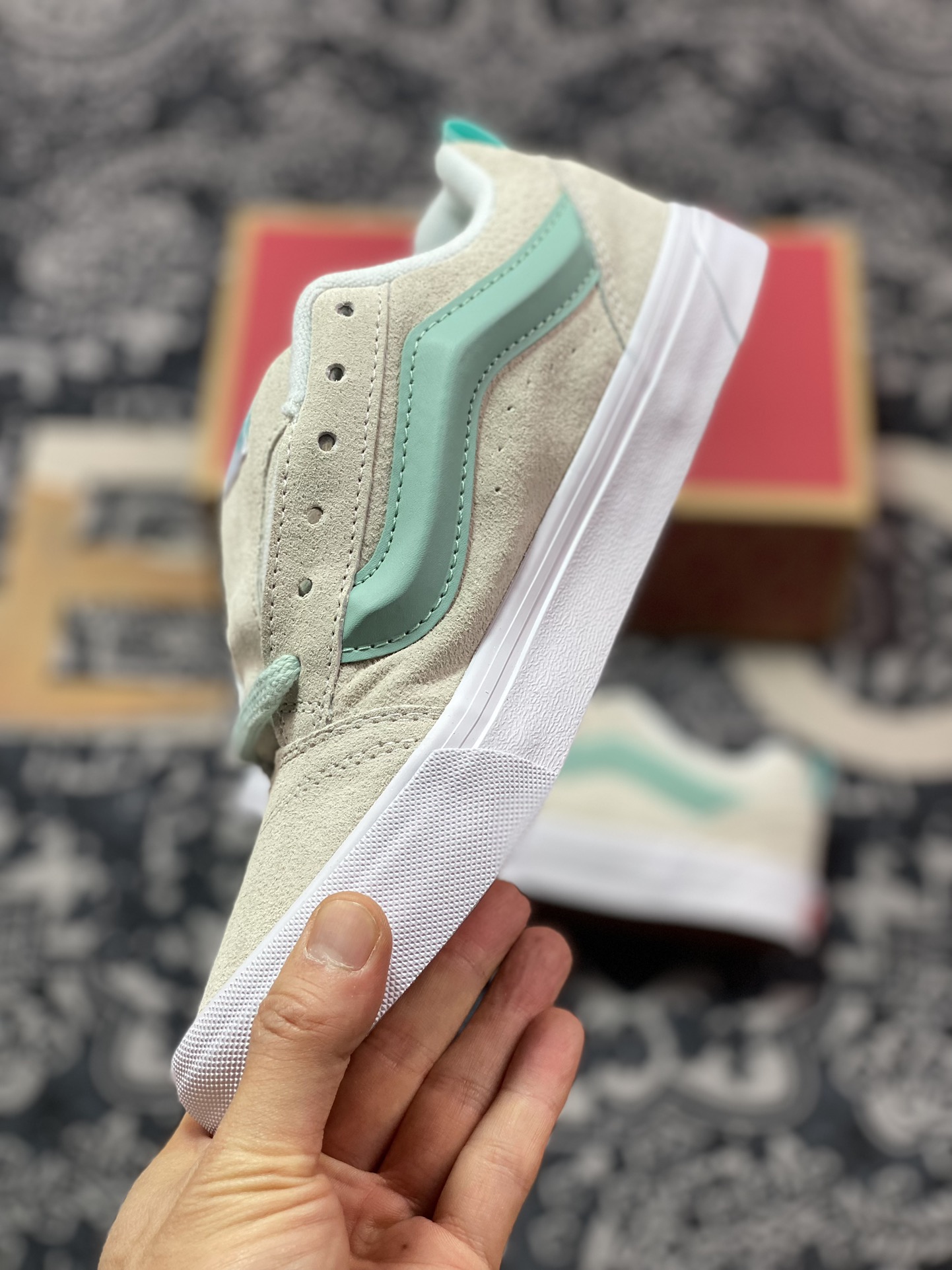 150   Vans Classics Knu Skool 米白薄荷绿 厚鞋舌面包鞋