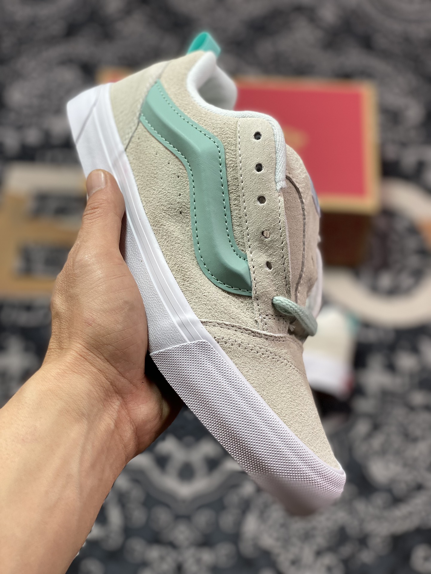 150   Vans Classics Knu Skool 米白薄荷绿 厚鞋舌面包鞋