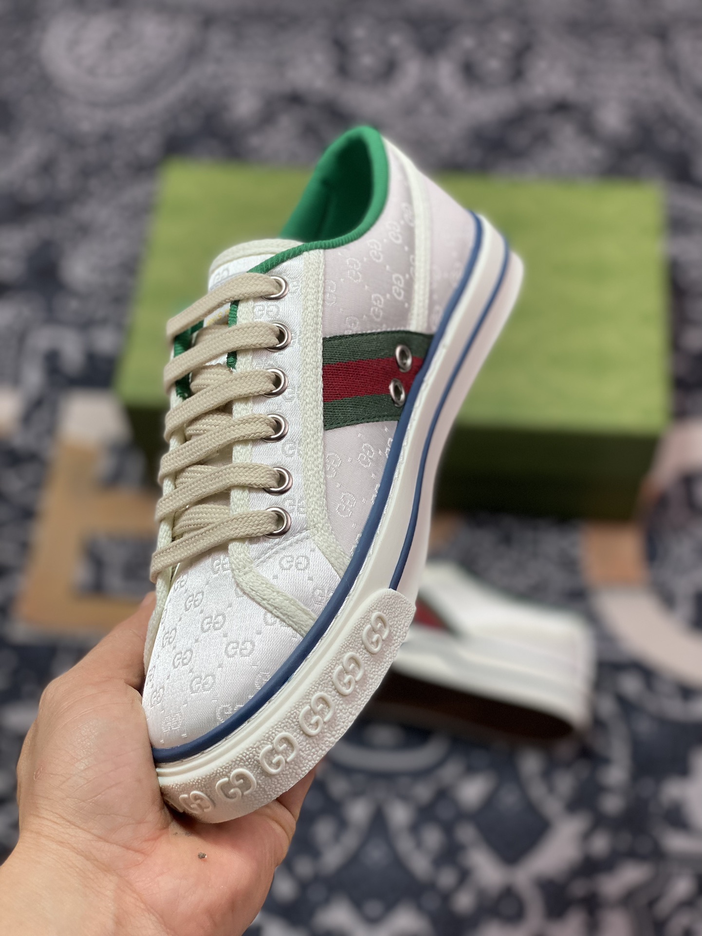 420 Gucci Tennis 1977 Print Sneaker古驰帆布印花复古休闲运动板鞋