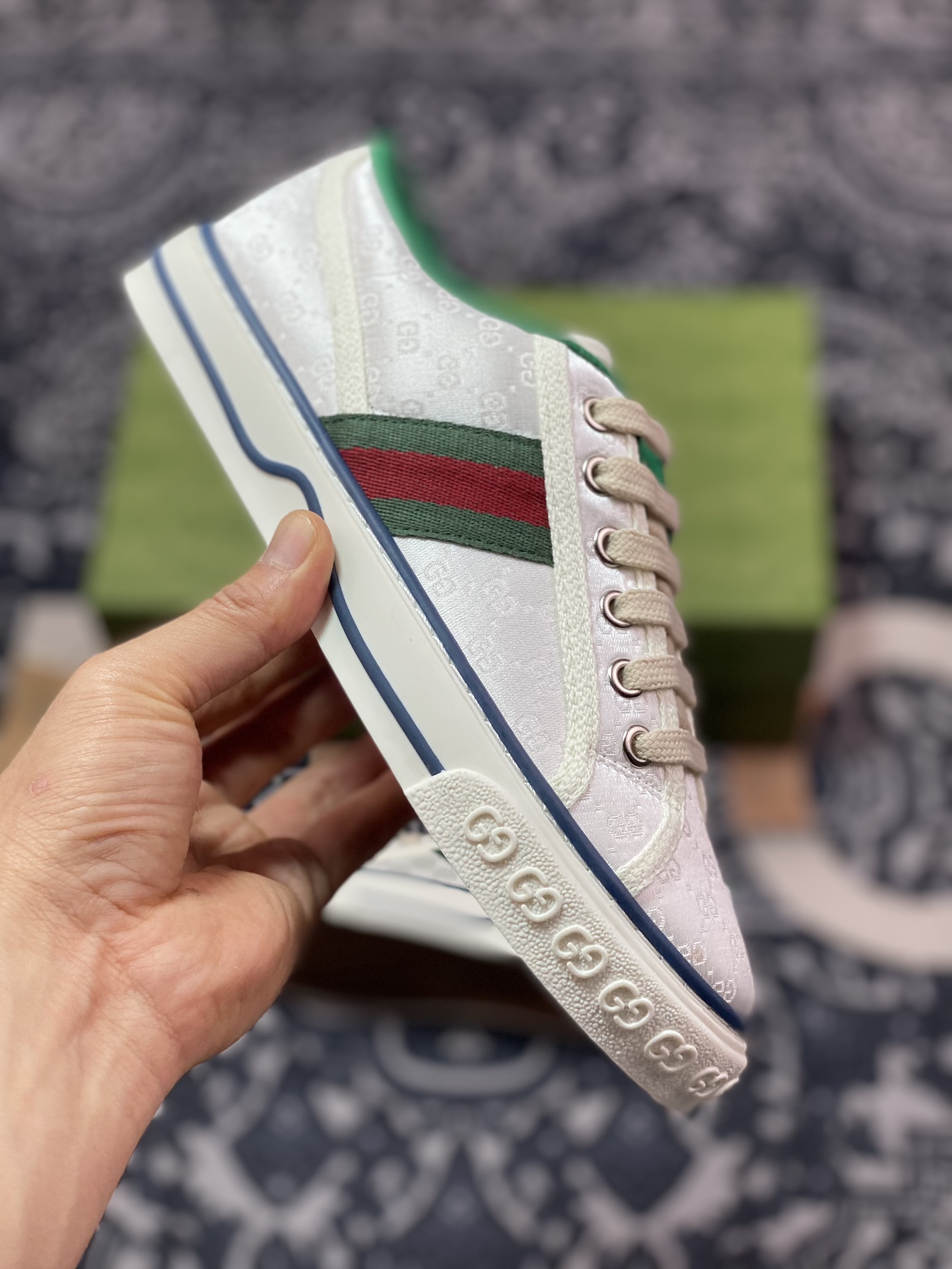 420 Gucci Tennis 1977 Print Sneaker古驰帆布印花复古休闲运动板鞋