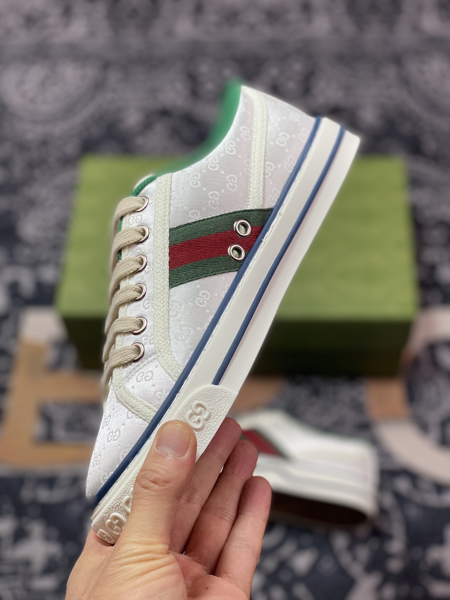 420 Gucci Tennis 1977 Print Sneaker古驰帆布印花复古休闲运动板鞋