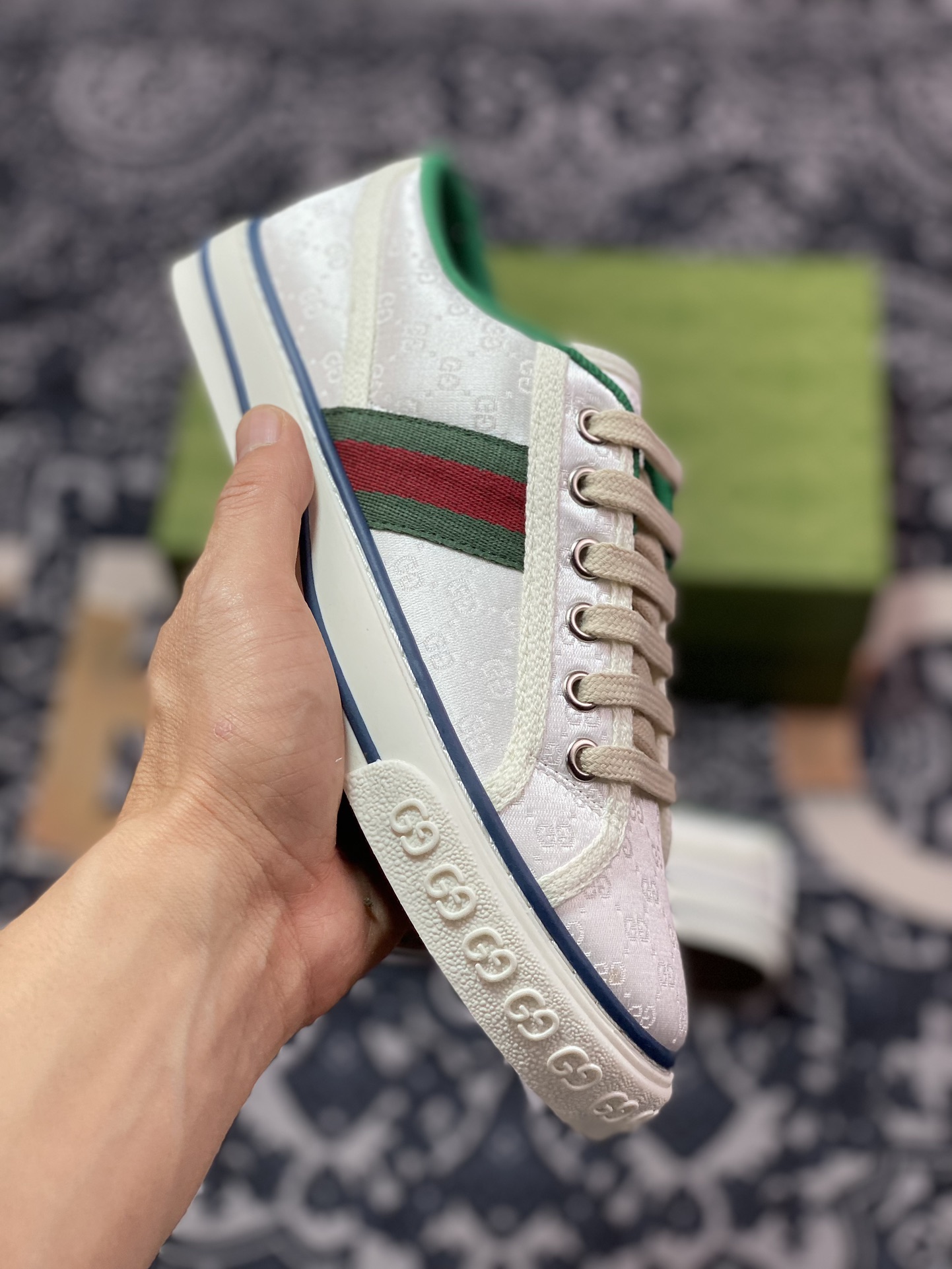 420 Gucci Tennis 1977 Print Sneaker古驰帆布印花复古休闲运动板鞋