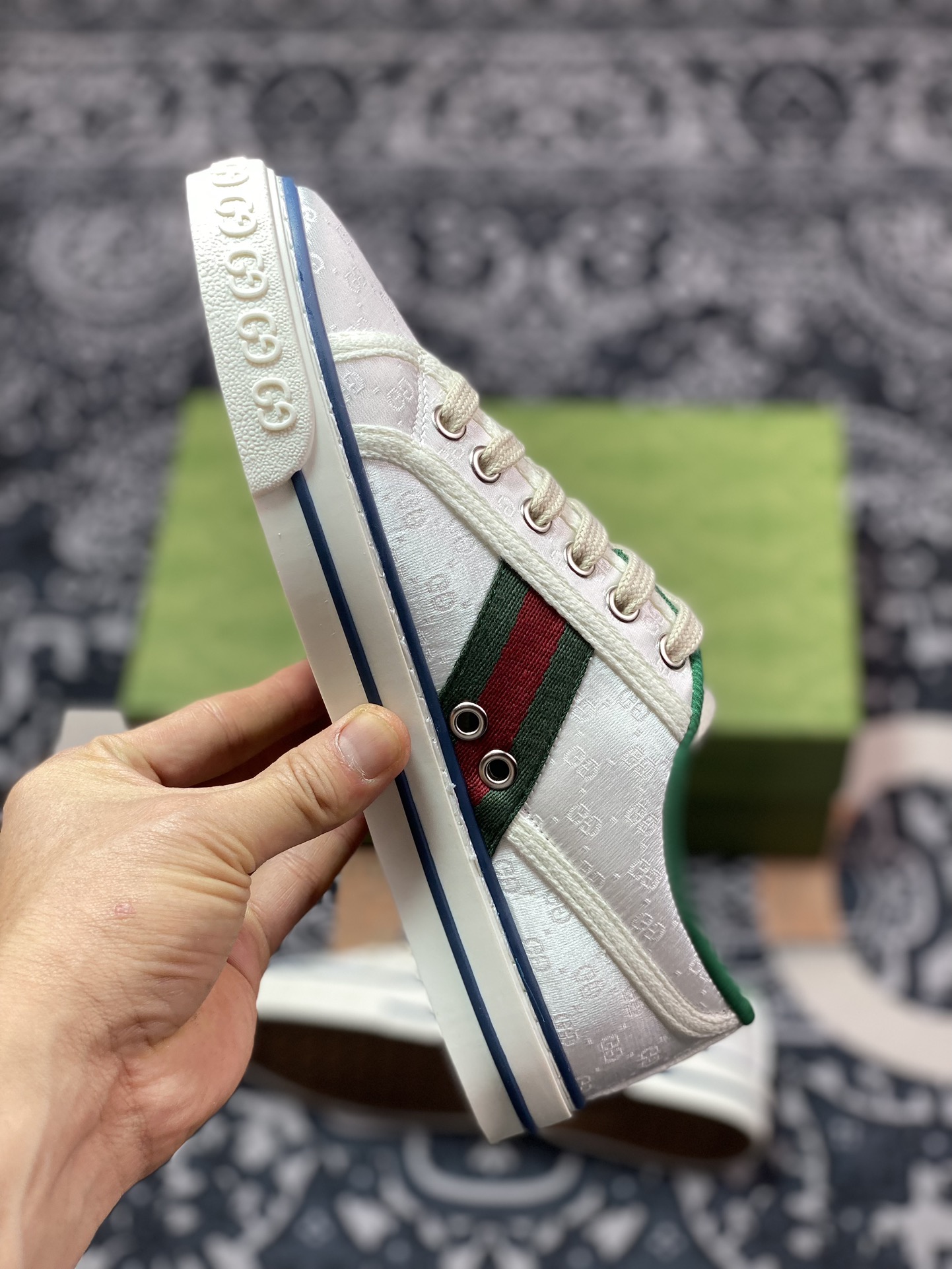 420 Gucci Tennis 1977 Print Sneaker古驰帆布印花复古休闲运动板鞋