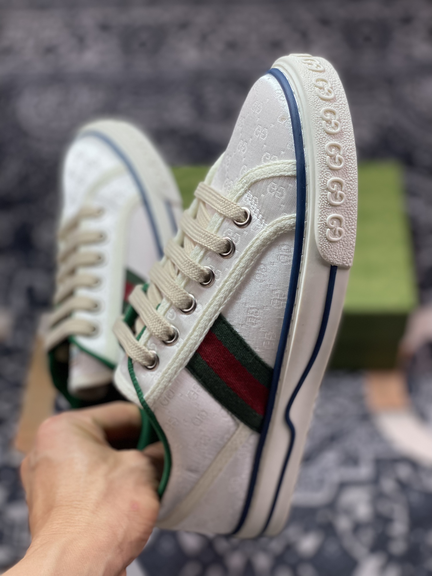 420 Gucci Tennis 1977 Print Sneaker古驰帆布印花复古休闲运动板鞋