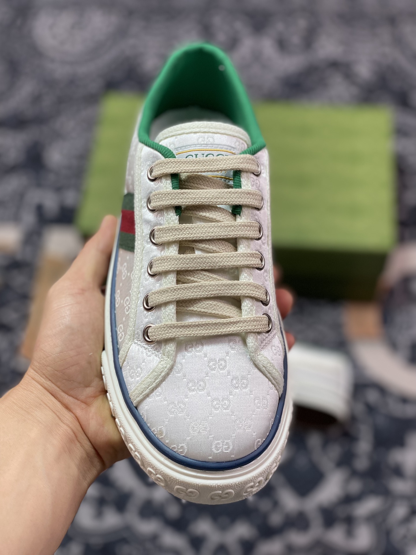 420 Gucci Tennis 1977 Print Sneaker古驰帆布印花复古休闲运动板鞋