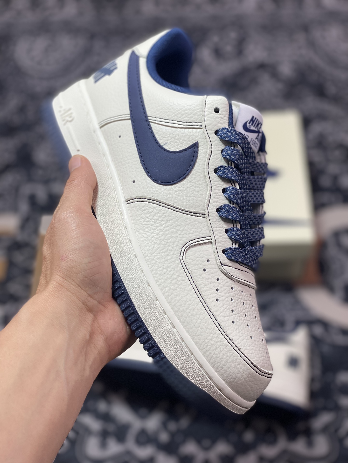 240 原装级别 Nike Air Force 1 Low 07 五道杠 米白深蓝满天星 UN2395-522