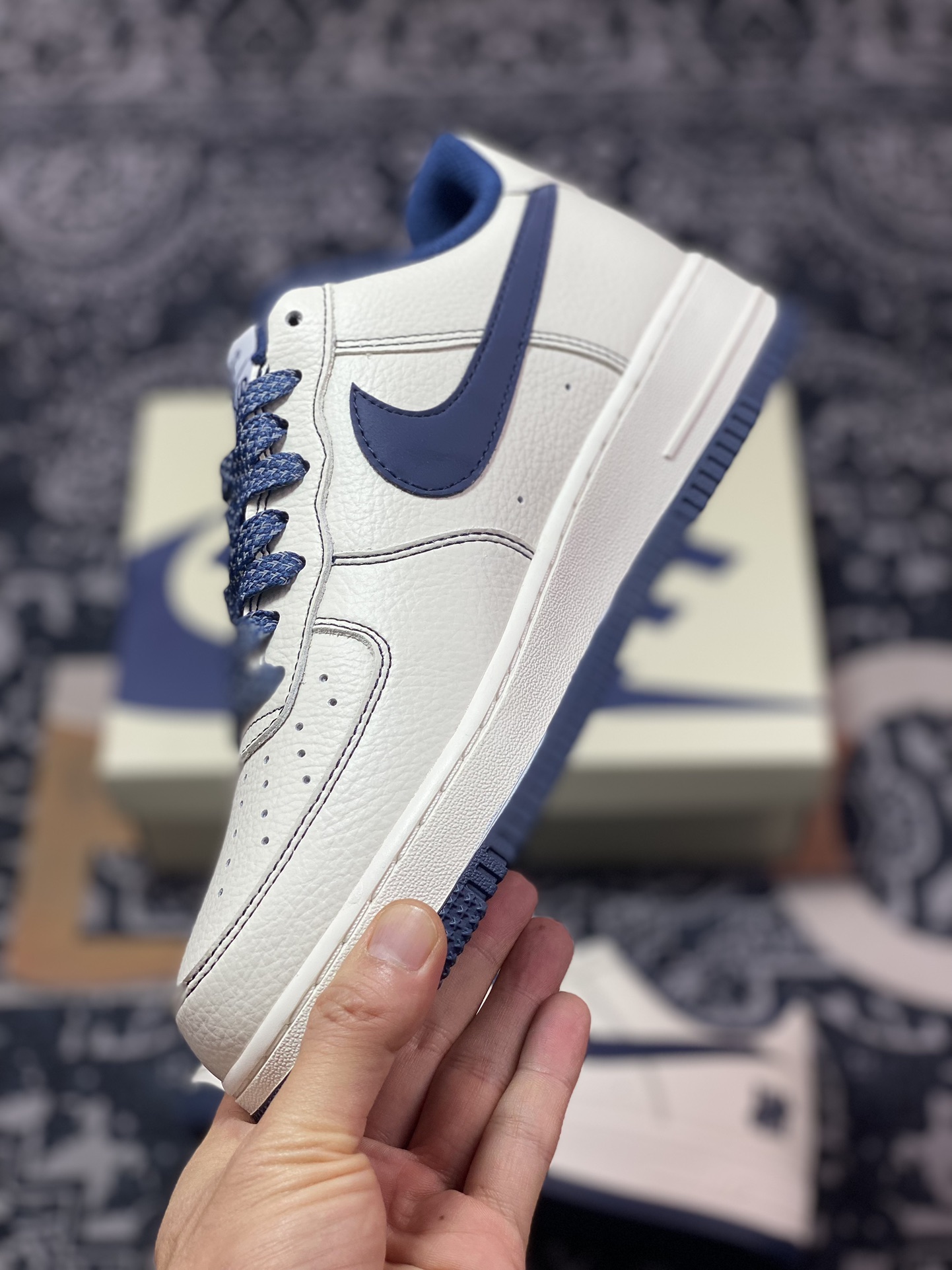 240 原装级别 Nike Air Force 1 Low 07 五道杠 米白深蓝满天星 UN2395-522