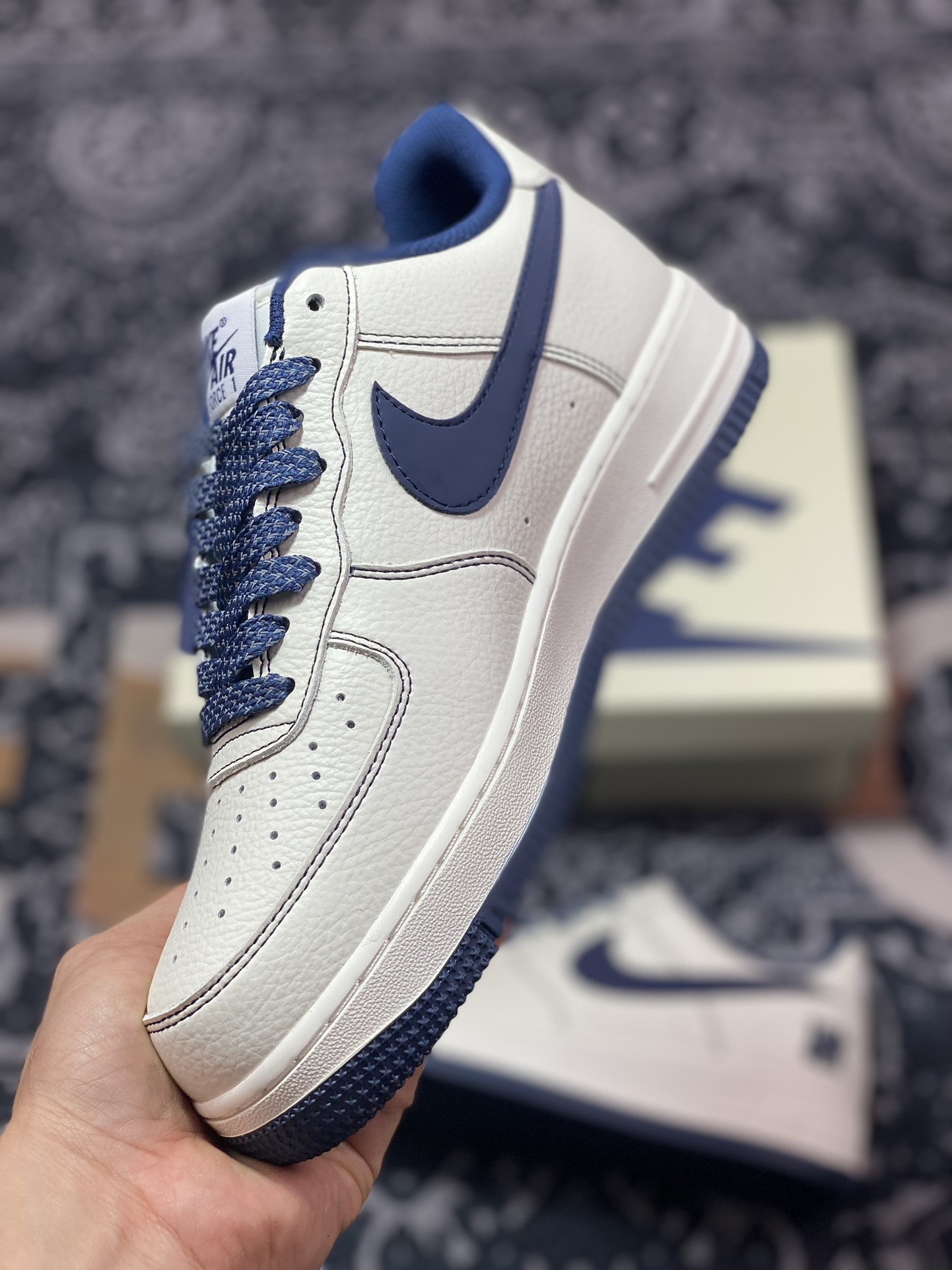 240 原装级别 Nike Air Force 1 Low 07 五道杠 米白深蓝满天星 UN2395-522