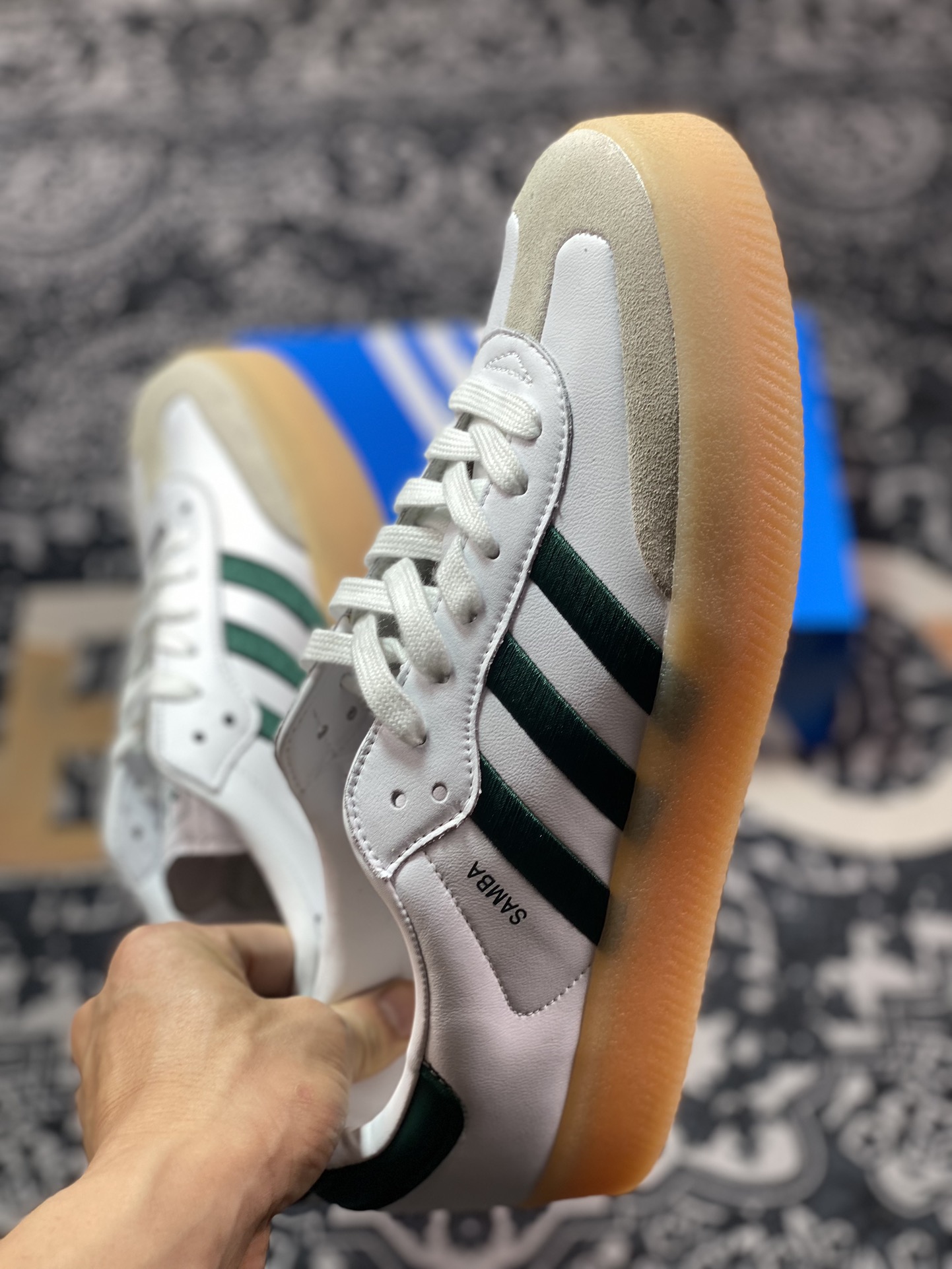 160  阿迪达斯Adidas Samba XLG"White Green"桑巴舞板鞋“白深绿生胶底”ID0440