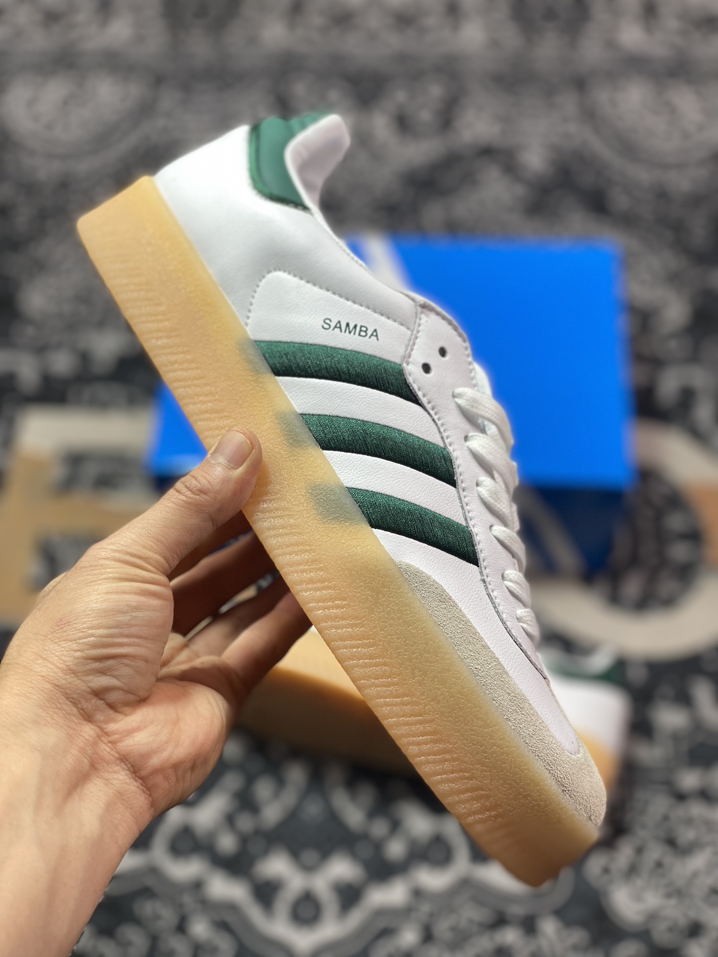 160  阿迪达斯Adidas Samba XLG"White Green"桑巴舞板鞋“白深绿生胶底”ID0440