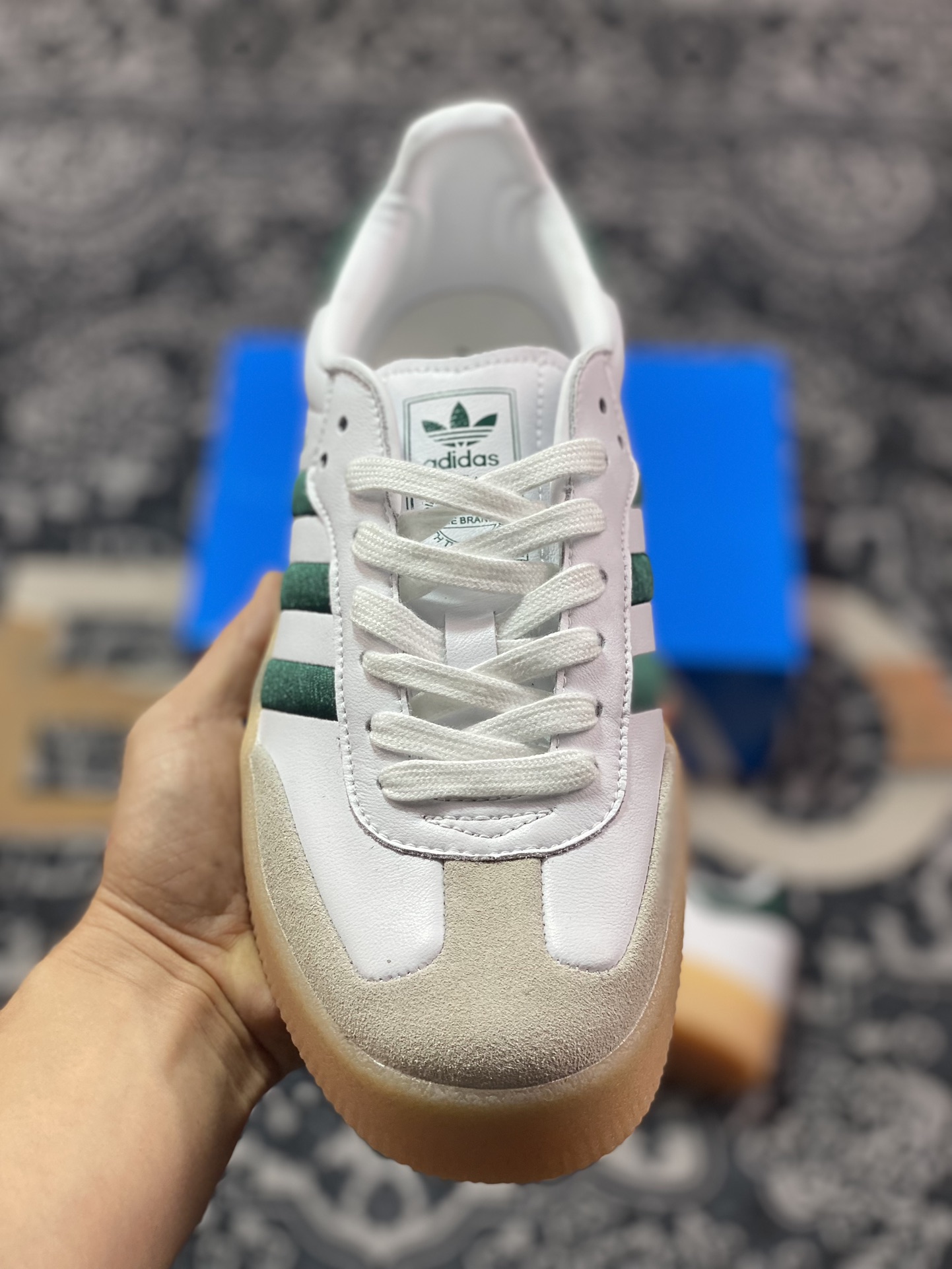 160  阿迪达斯Adidas Samba XLG"White Green"桑巴舞板鞋“白深绿生胶底”ID0440