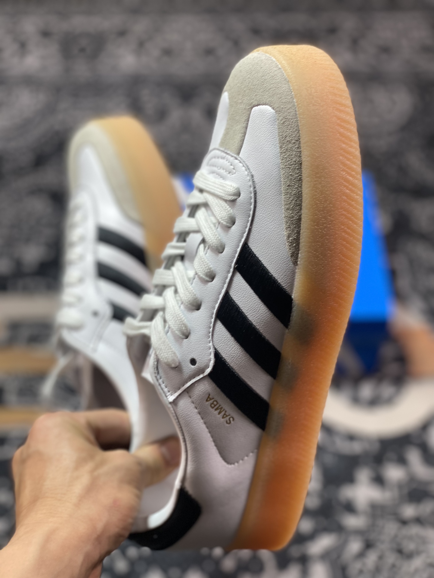 160  阿迪达斯Adidas Samba XLG"White Black"桑巴舞厚底版运动板鞋“白黑生胶底”ID0442