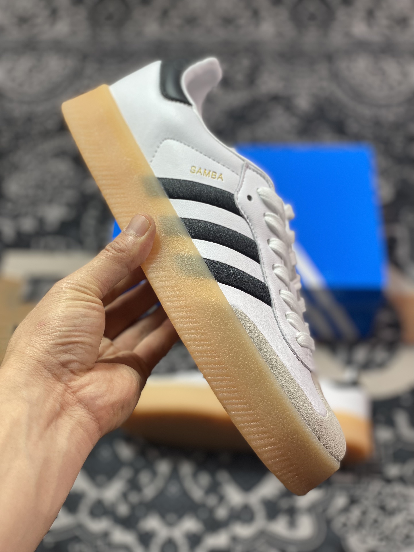 160  阿迪达斯Adidas Samba XLG"White Black"桑巴舞厚底版运动板鞋“白黑生胶底”ID0442