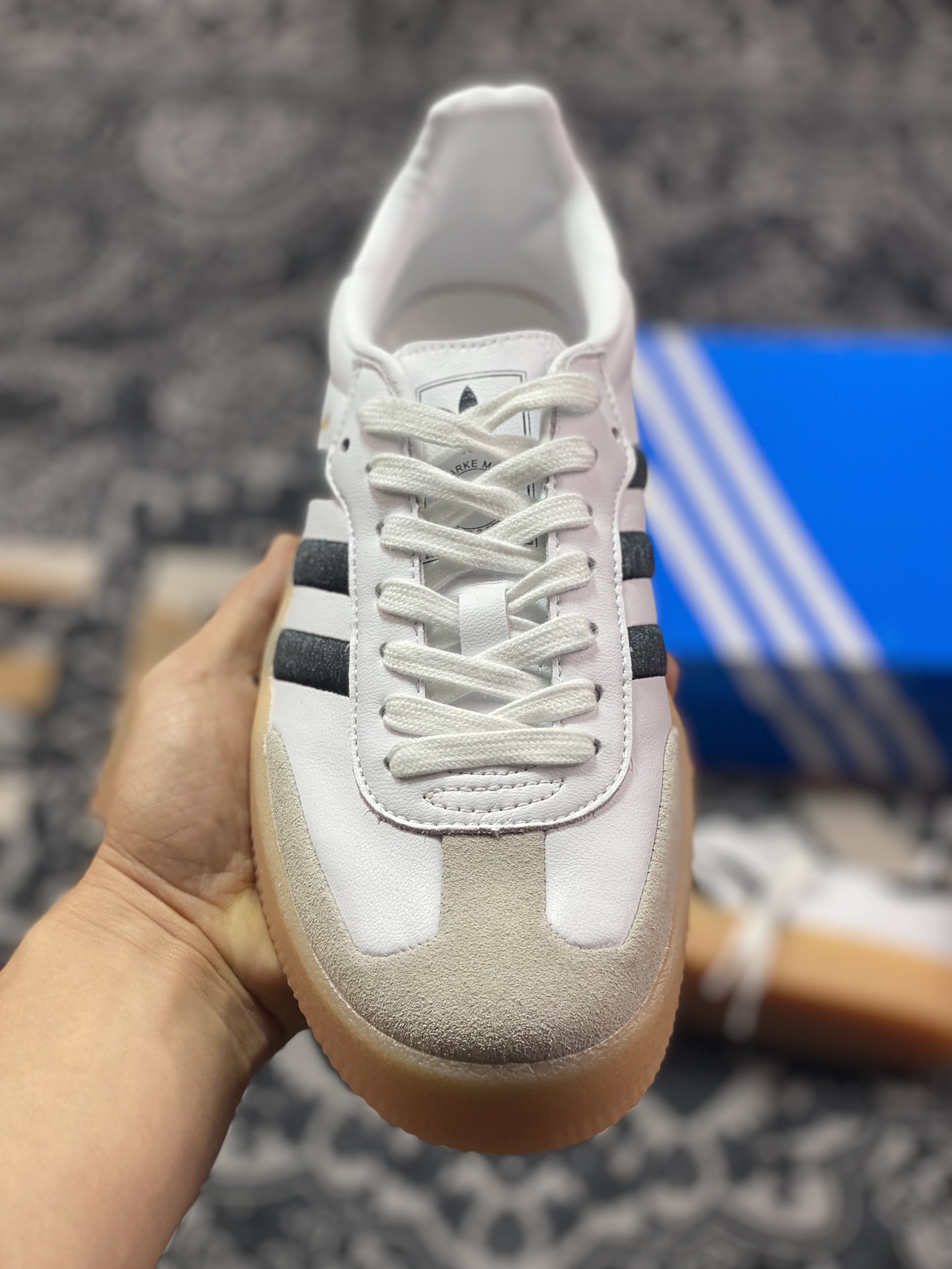 160  阿迪达斯Adidas Samba XLG"White Black"桑巴舞厚底版运动板鞋“白黑生胶底”ID0442