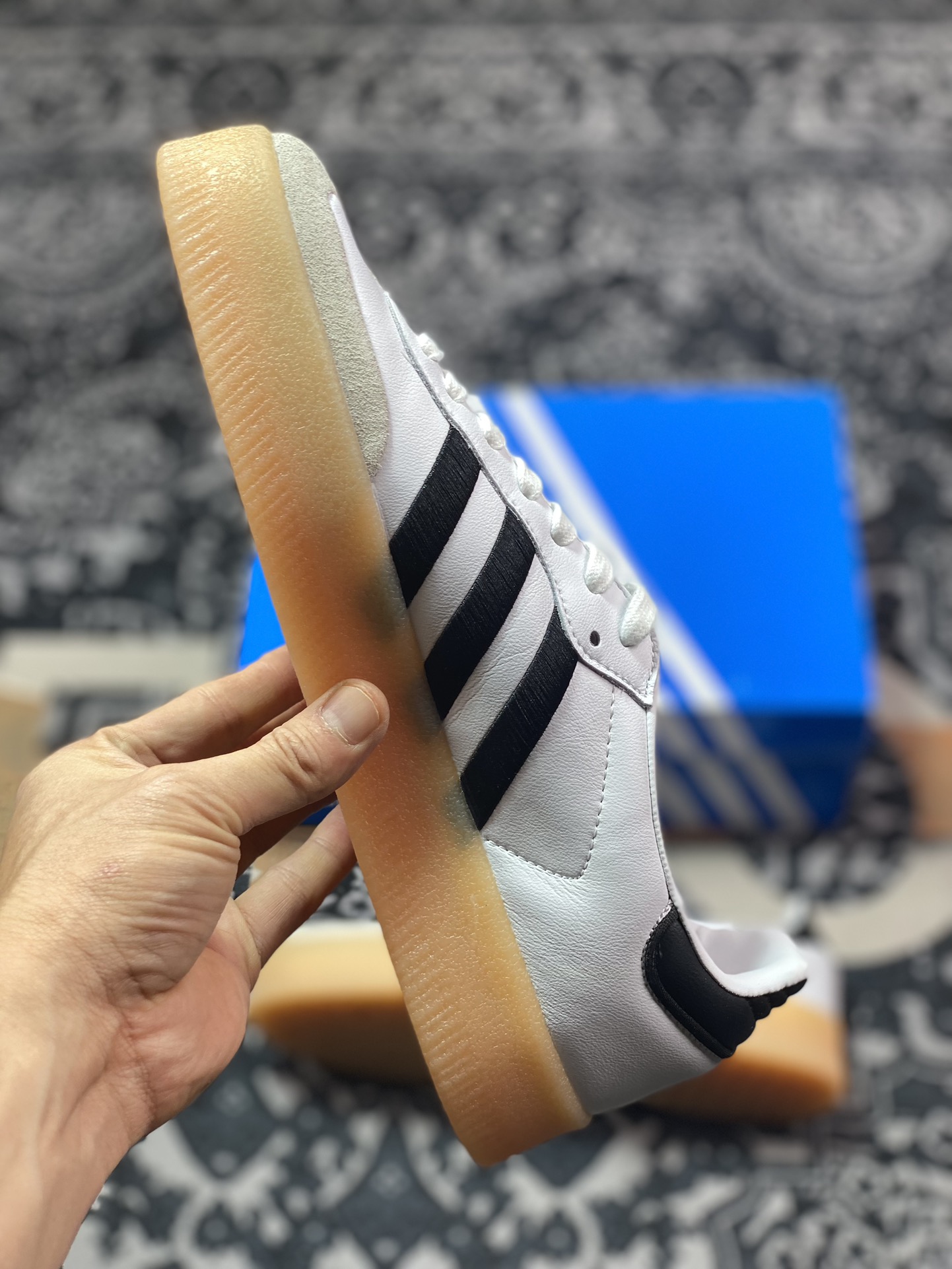 160  阿迪达斯Adidas Samba XLG"White Black"桑巴舞厚底版运动板鞋“白黑生胶底”ID0442