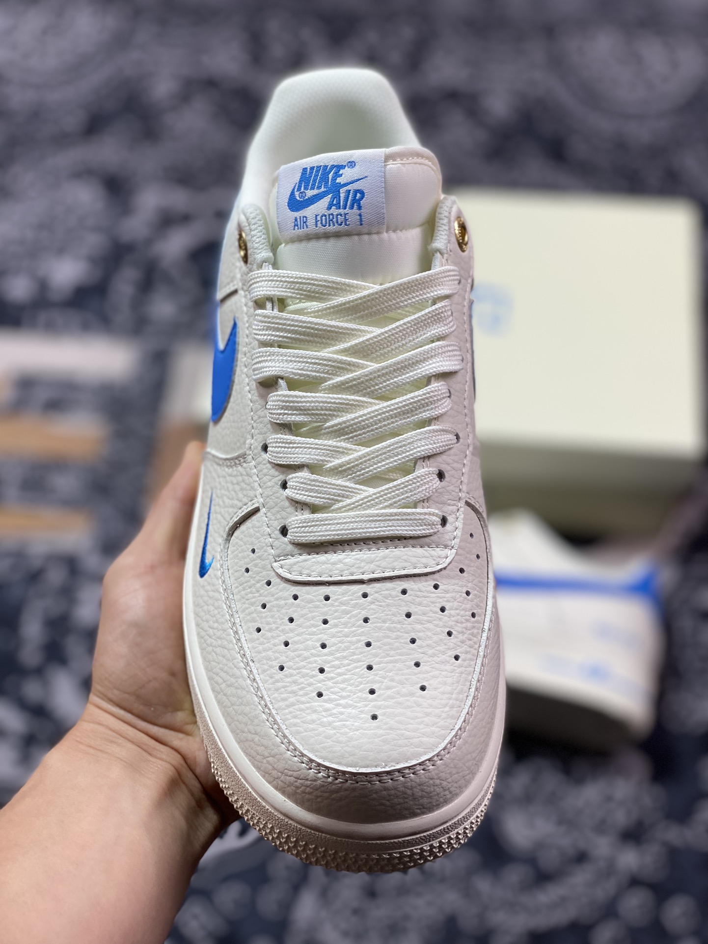 240 Nike Air Force 1'07 Low"NAI-KE/Beige/Sky BLue"空军一号板鞋“NAIKE米白天蓝小钩”NK0621-111