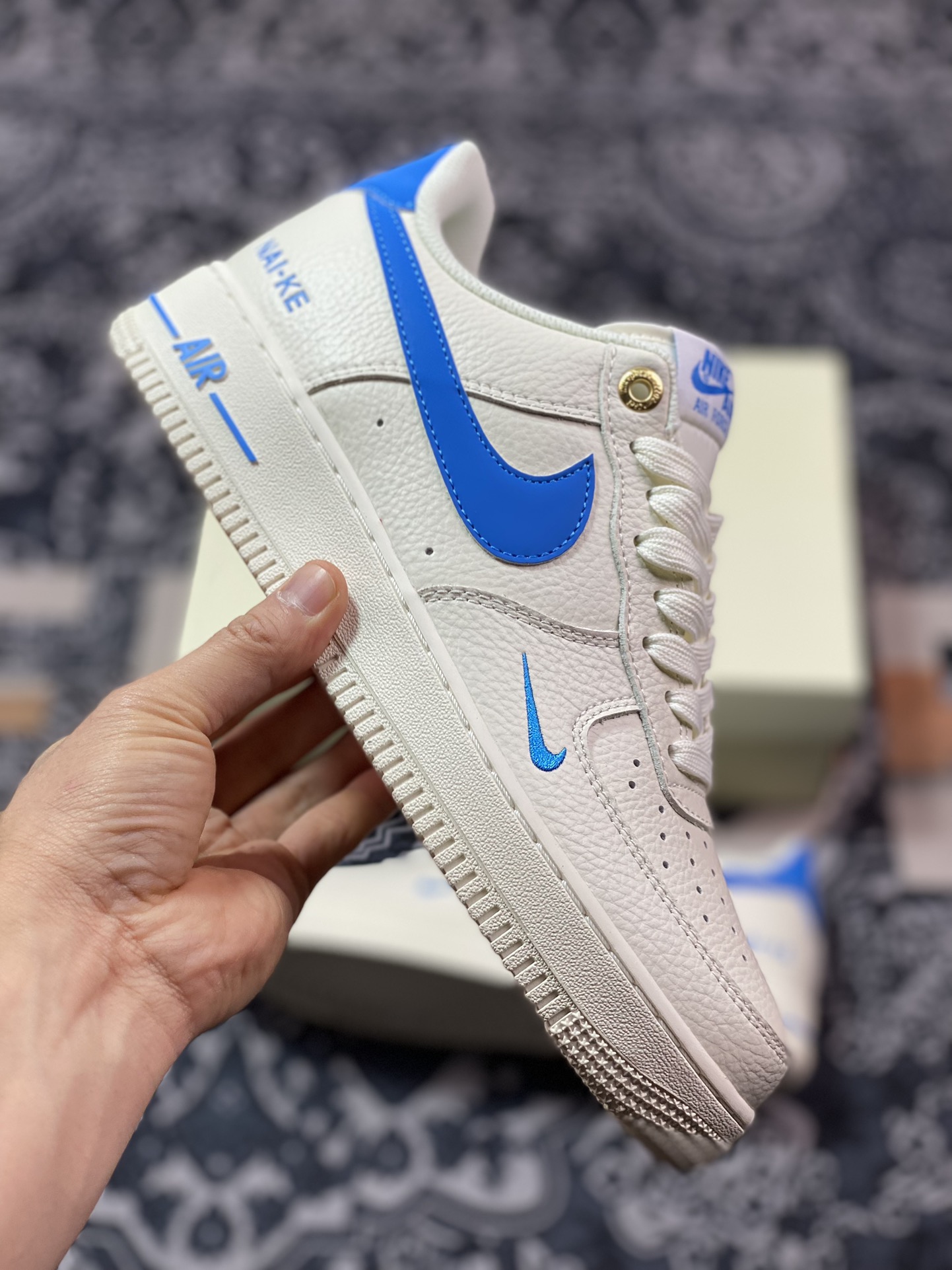 240 Nike Air Force 1'07 Low"NAI-KE/Beige/Sky BLue"空军一号板鞋“NAIKE米白天蓝小钩”NK0621-111