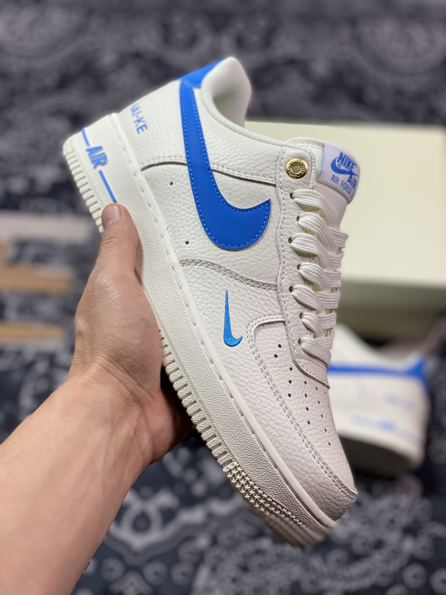 240 Nike Air Force 1’07 Low”NAI-KE/Beige/Sky BLue”空军一号板鞋“NAIKE米白天蓝小钩”NK0621-111