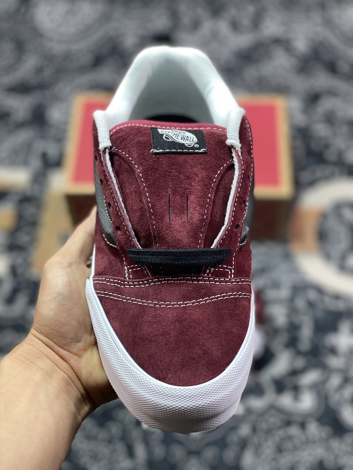 140 Vans Classics Knu Skool 范斯官方 酒红厚鞋舌面包鞋  VN0009QC02Y