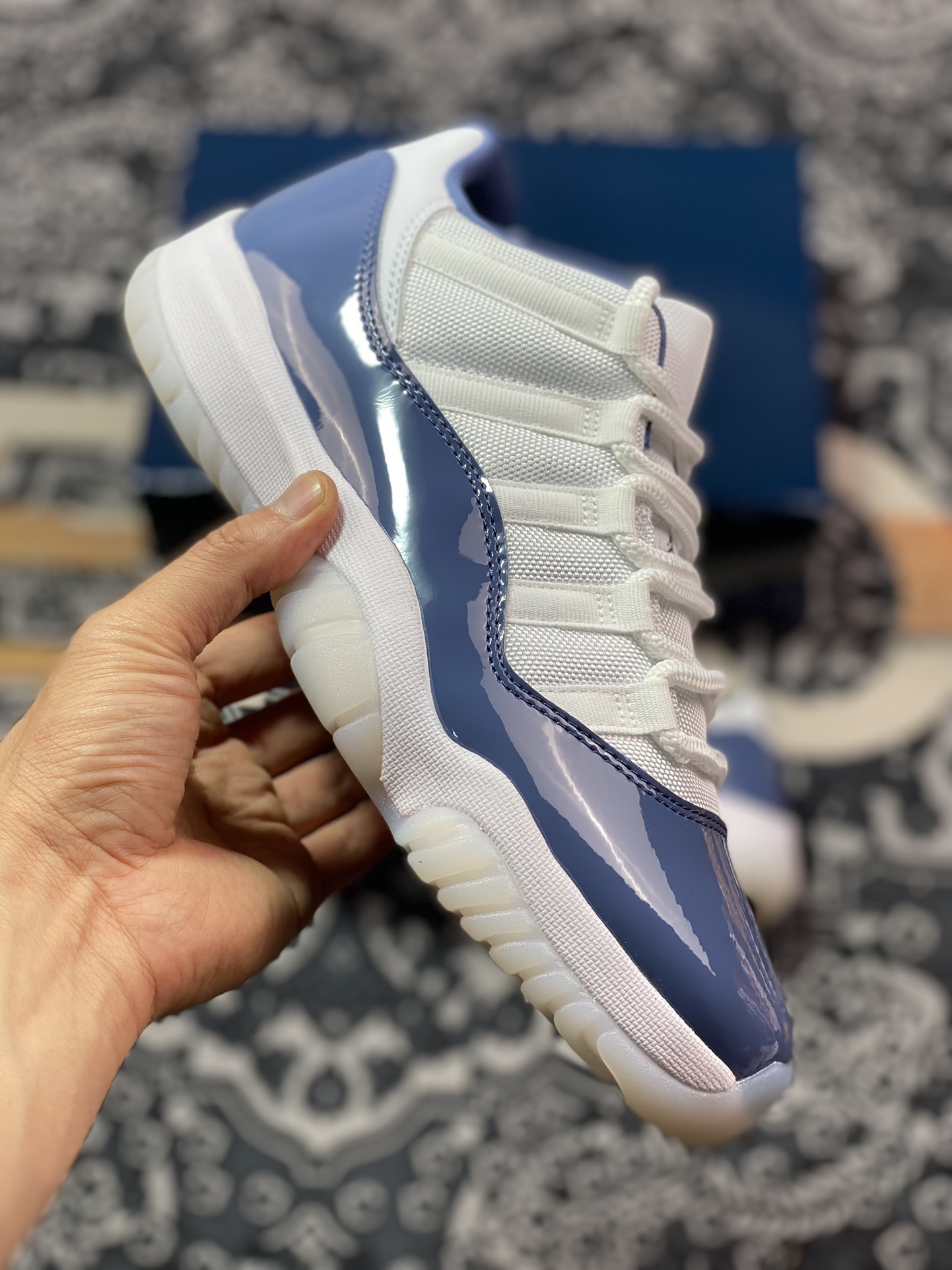 450 Nike Air Jordan 11 Retro Low"Diffused Blue"AJ11篮球鞋“漆皮漫射蓝白”FV5104-104