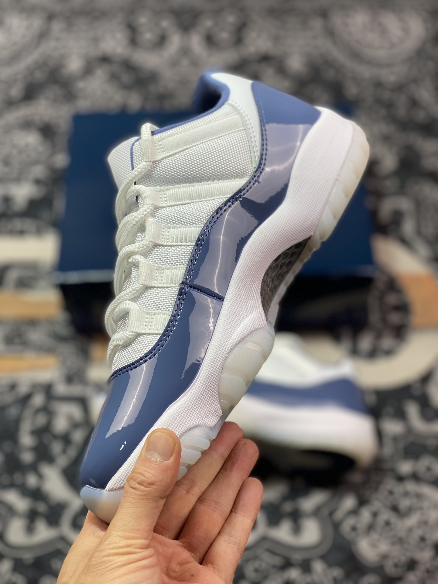 450 Nike Air Jordan 11 Retro Low"Diffused Blue"AJ11篮球鞋“漆皮漫射蓝白”FV5104-104