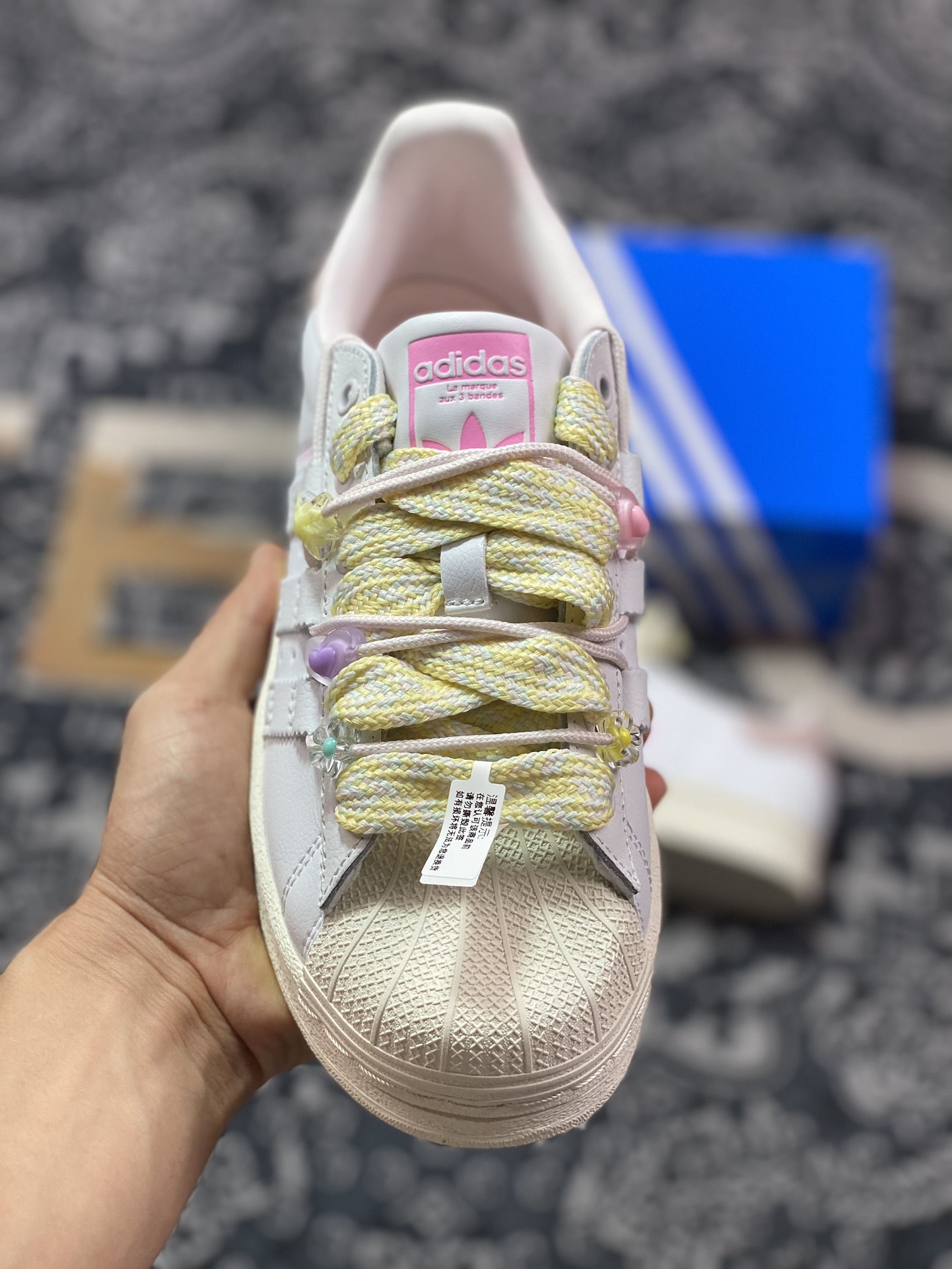 200 三叶草Adidas Originals Superstar"Cream White Pink"经典贝壳头板鞋“皮革白粉马卡龙鞋饰”IF1802