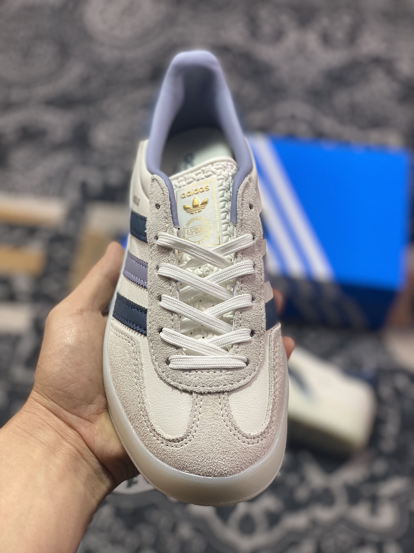 200 阿迪达斯Adidas Gazelle Indoor Trainers 羚羊板鞋“米白冰晶雾灰紫”IG1643