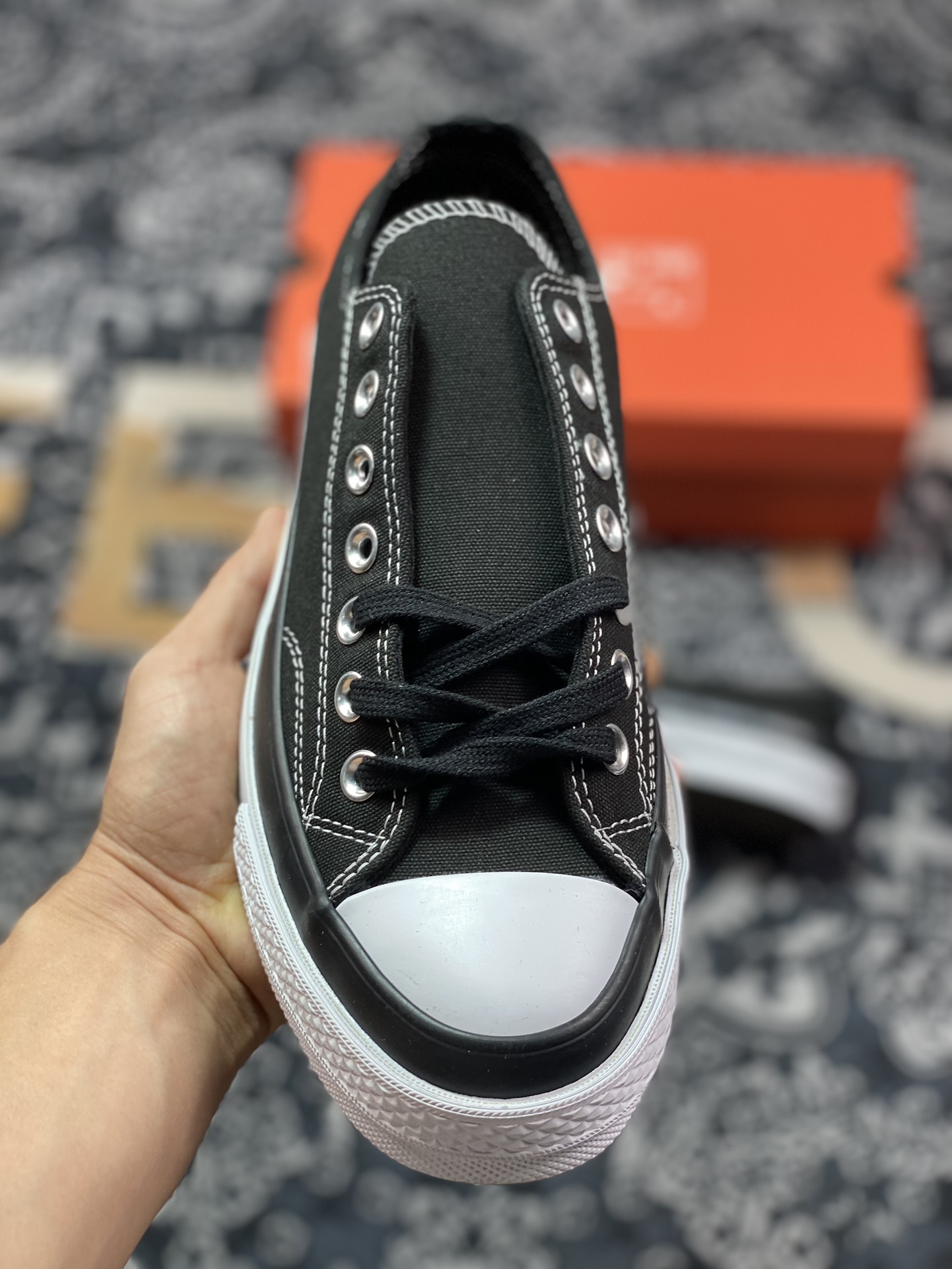 150  Converse Chuck Taylor All Star 1970s OX"Black/White"复古板鞋“联名藤原浩黑白印花”169069C