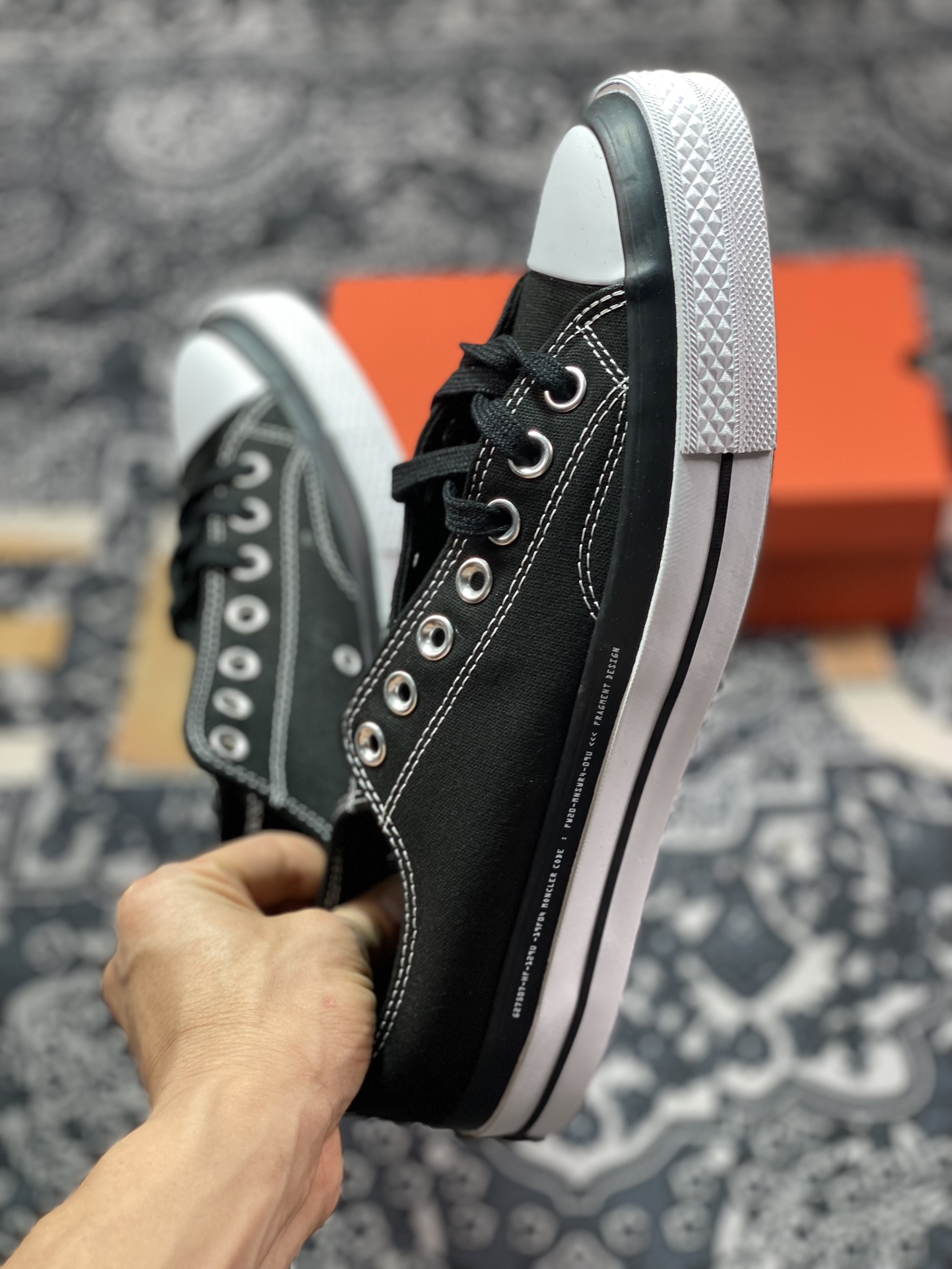 150  Converse Chuck Taylor All Star 1970s OX"Black/White"复古板鞋“联名藤原浩黑白印花”169069C