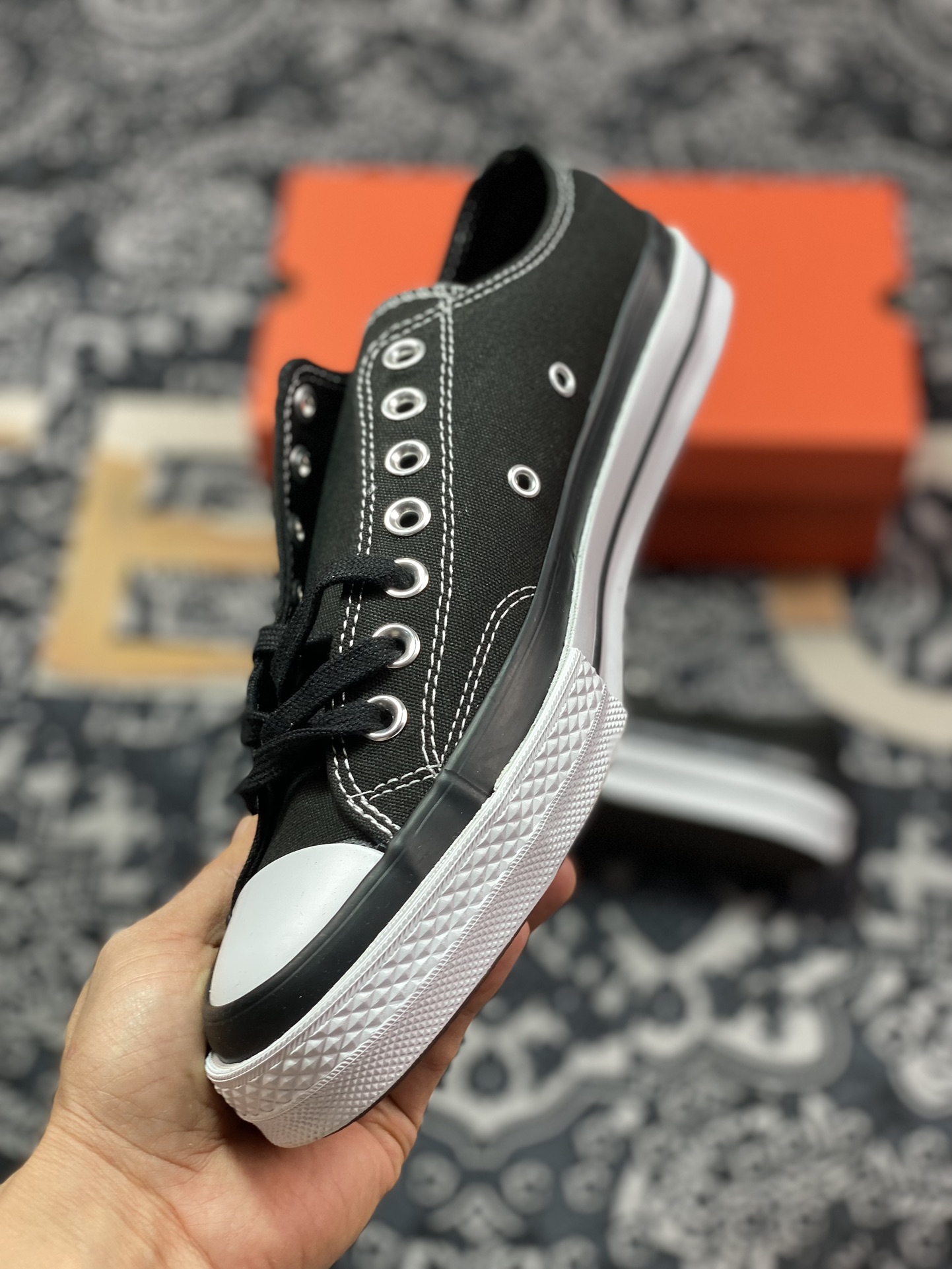 150  Converse Chuck Taylor All Star 1970s OX"Black/White"复古板鞋“联名藤原浩黑白印花”169069C