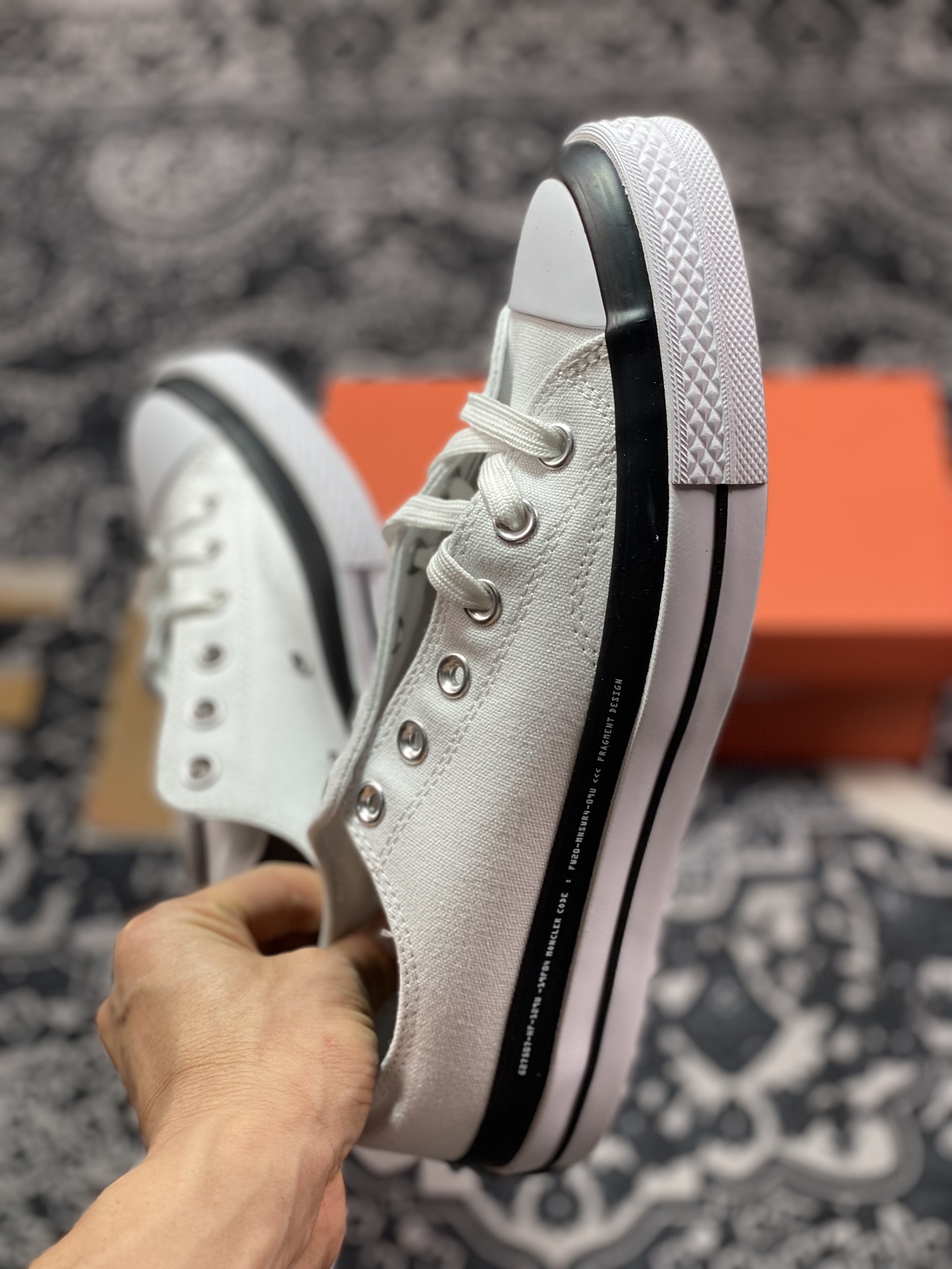 150  Converse Chuck Taylor All Star 1970s OX“White/Black"复古板鞋“联名藤原浩白黑印花”169070C