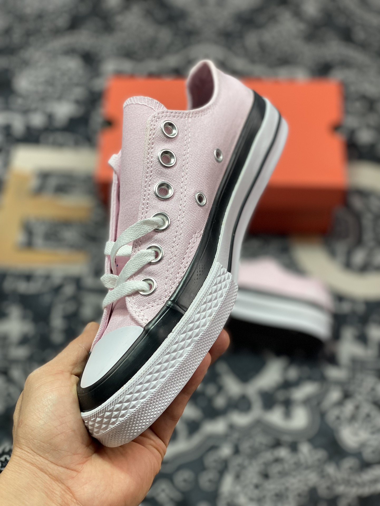 120 Converse By You Chuck Taylor 1970s OX"Pink/Black/White"复古三星板鞋“帆布浅粉黑白FRGMT”A04633