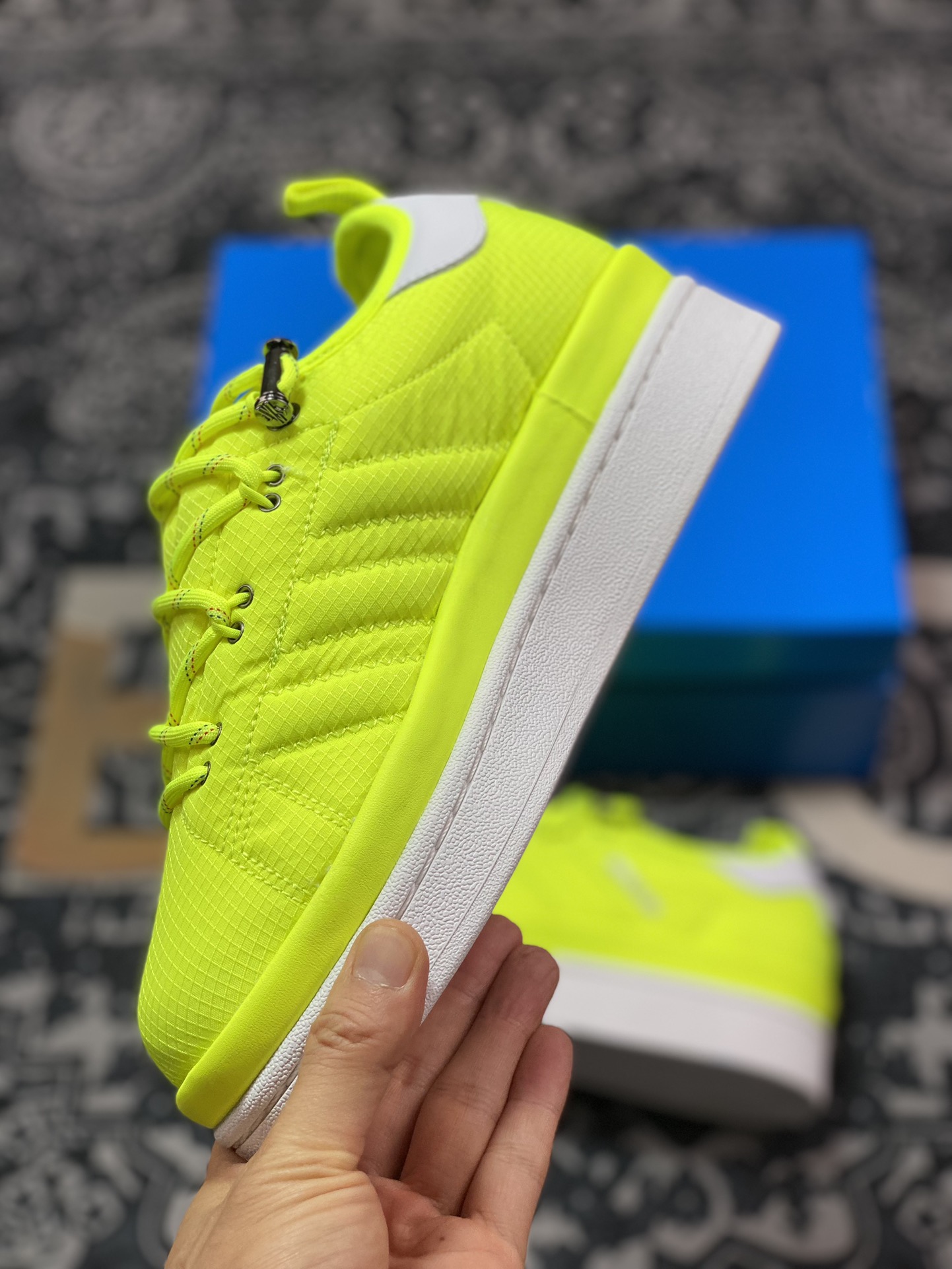 Moncler x Adidas Campus Low”Solar Solar Yellow”学院板鞋“联名牛津布荧光绿白”IG7866