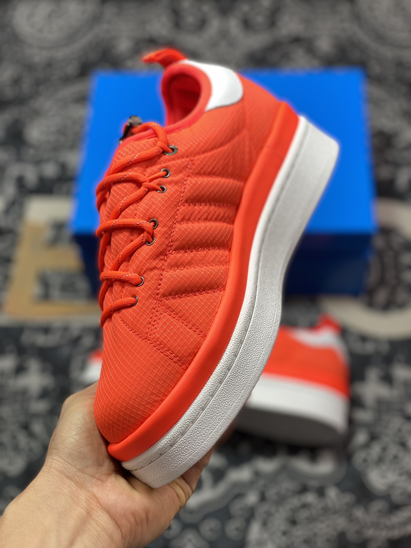 盟可睐(蒙口)Moncler x Adidas Campus Low”Solar Red”学院运动板鞋“联名牛津布桔红白”IG7867