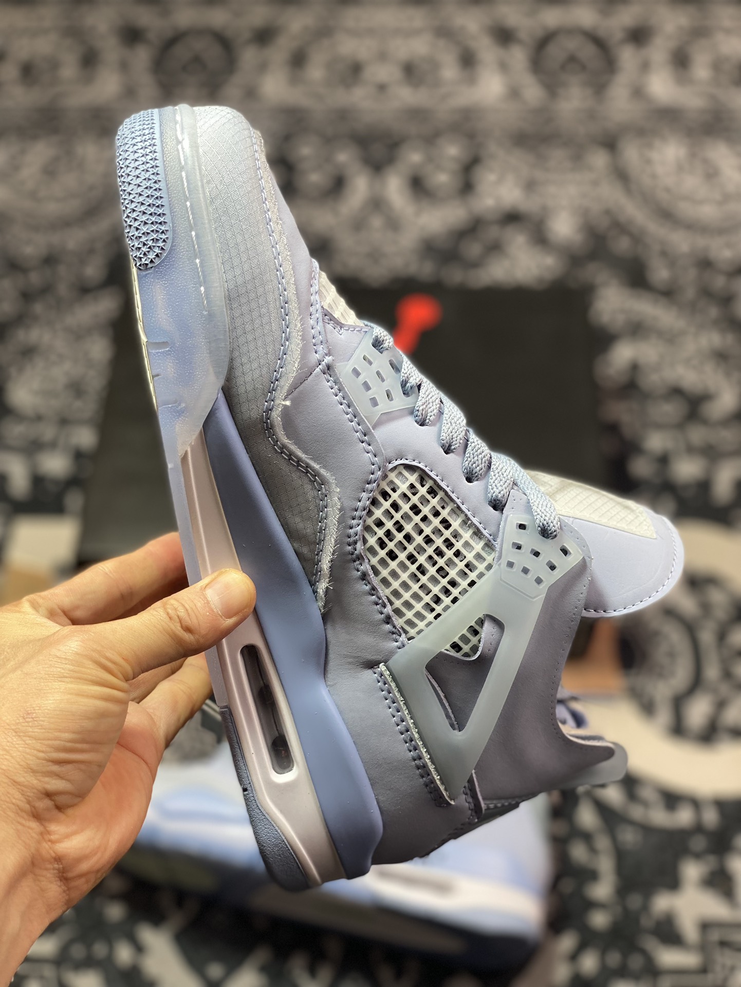 240  Nike Air Jordan 4 Retro"Light Blue/Purple"迈克尔篮球鞋“OW淡紫蓝”CV9388-102