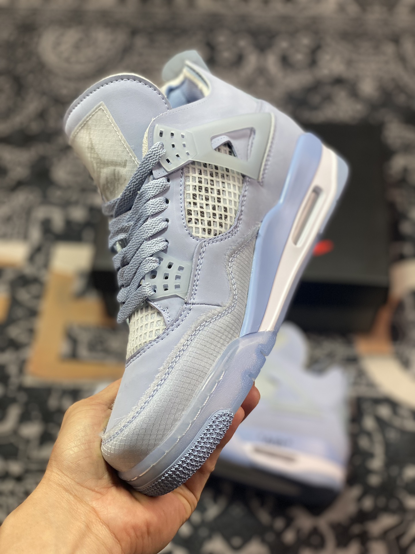 240  Nike Air Jordan 4 Retro"Light Blue/Purple"迈克尔篮球鞋“OW淡紫蓝”CV9388-102