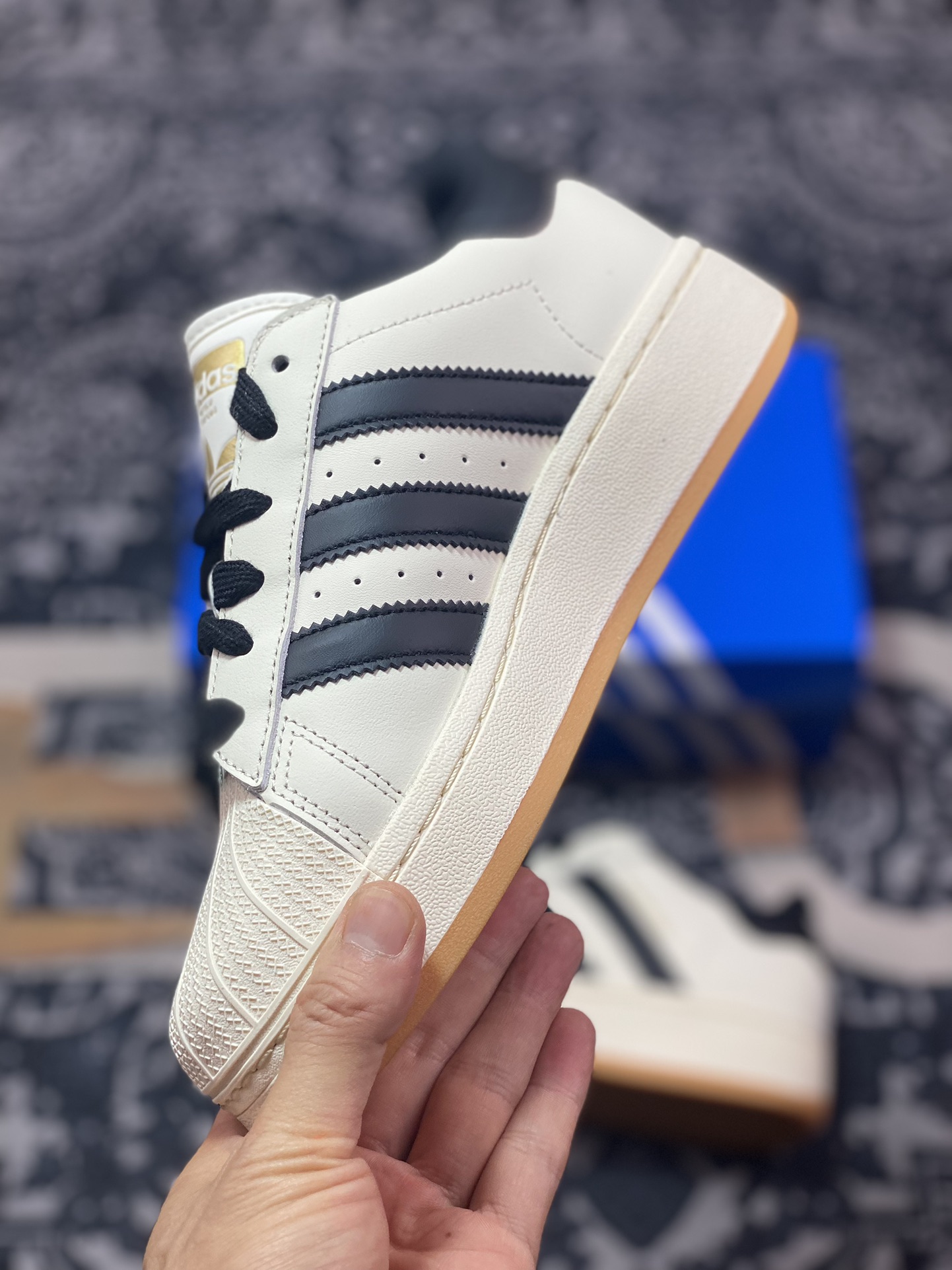 200 阿迪达斯/三叶草Adidas Originals Superstar XLG 贝壳头板鞋“皮革奶白黑生胶底”ID5698