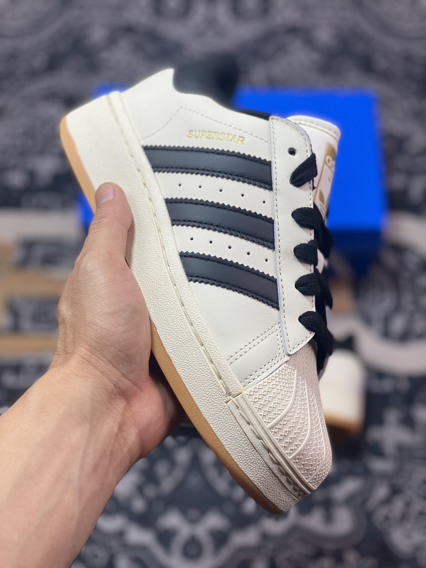 200 阿迪达斯/三叶草Adidas Originals Superstar XLG 贝壳头板鞋“皮革奶白黑生胶底”ID5698