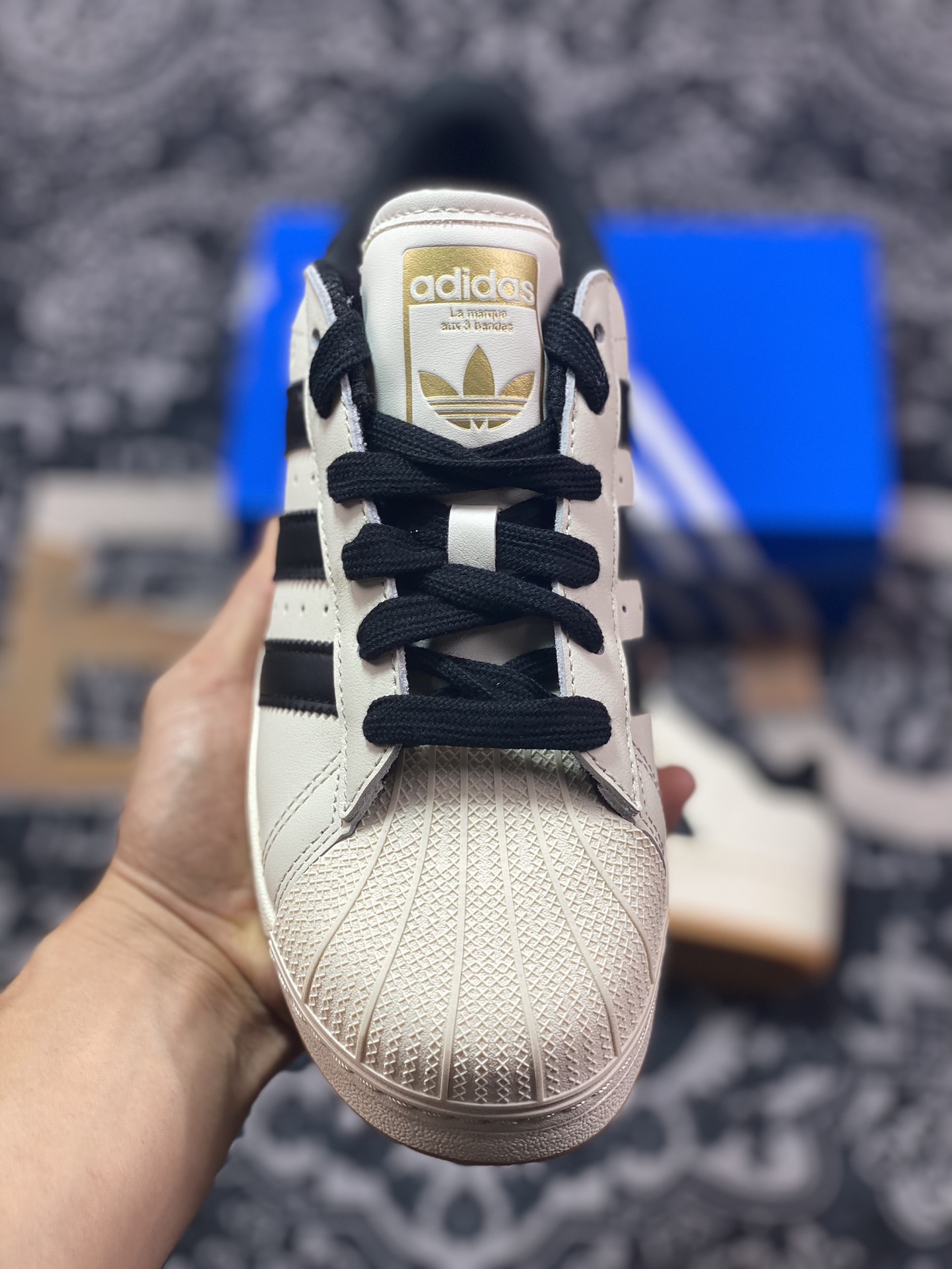 200 阿迪达斯/三叶草Adidas Originals Superstar XLG 贝壳头板鞋“皮革奶白黑生胶底”ID5698