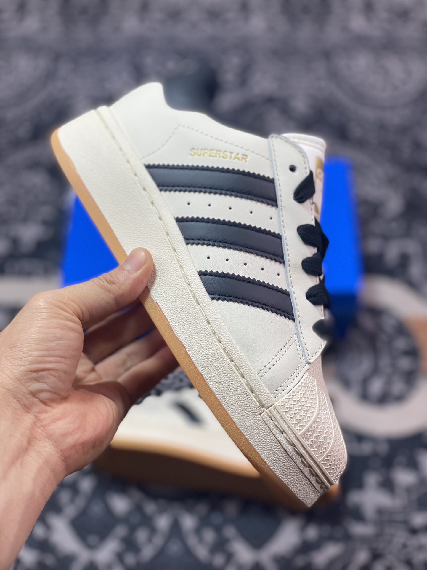 200 阿迪达斯/三叶草Adidas Originals Superstar XLG 贝壳头板鞋“皮革奶白黑生胶底”ID5698